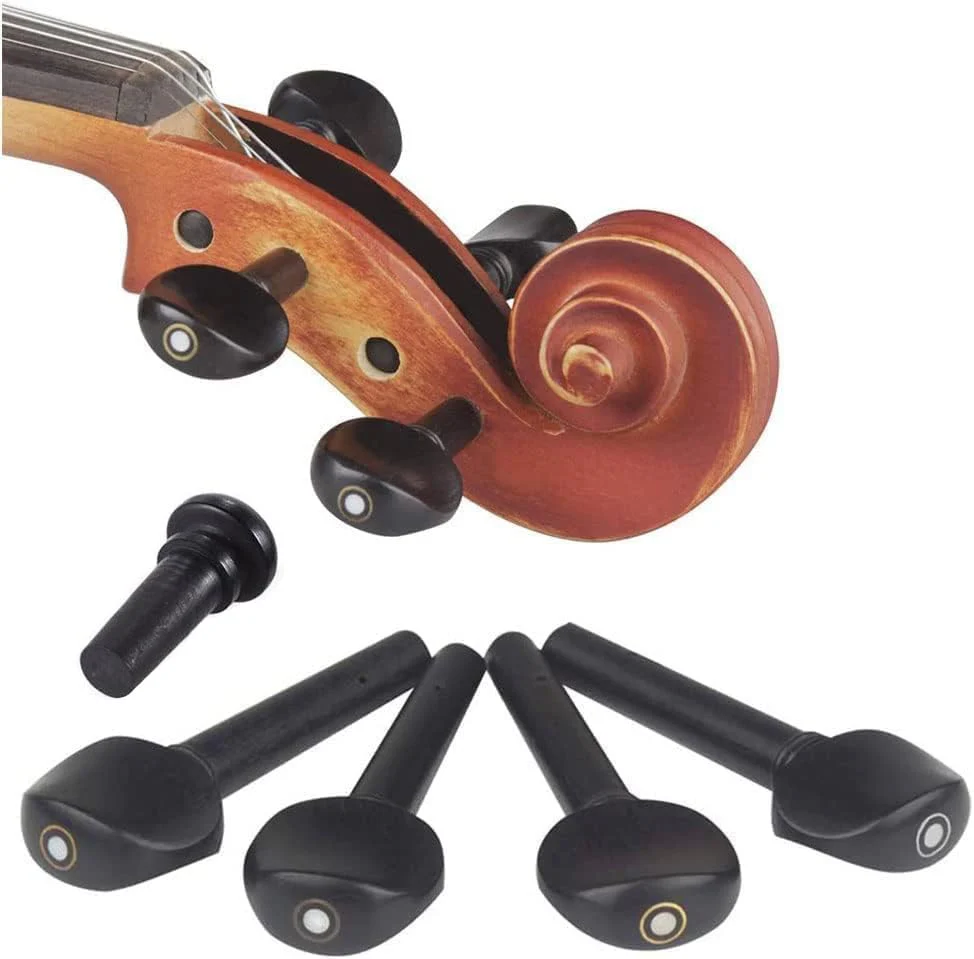 Ebony 5Pieces Violin Tuning Pegs Endpin Set for 4/4 Violin Fiddle Part Replacement - Image 5