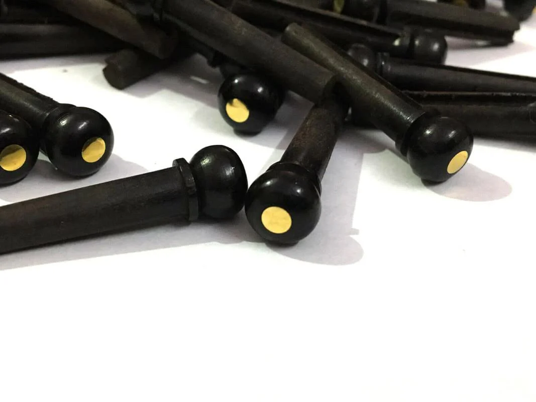 Ebony Guitar Bridge Pins with Brass Dot High Quality 6 pcs (1 Set) - Image 2