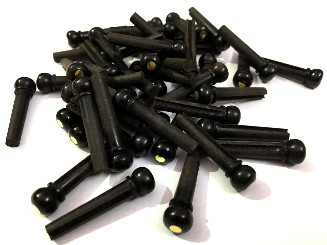 Ebony Guitar Bridge Pins with Brass Dot High Quality 6 pcs (1 Set) - Image 3