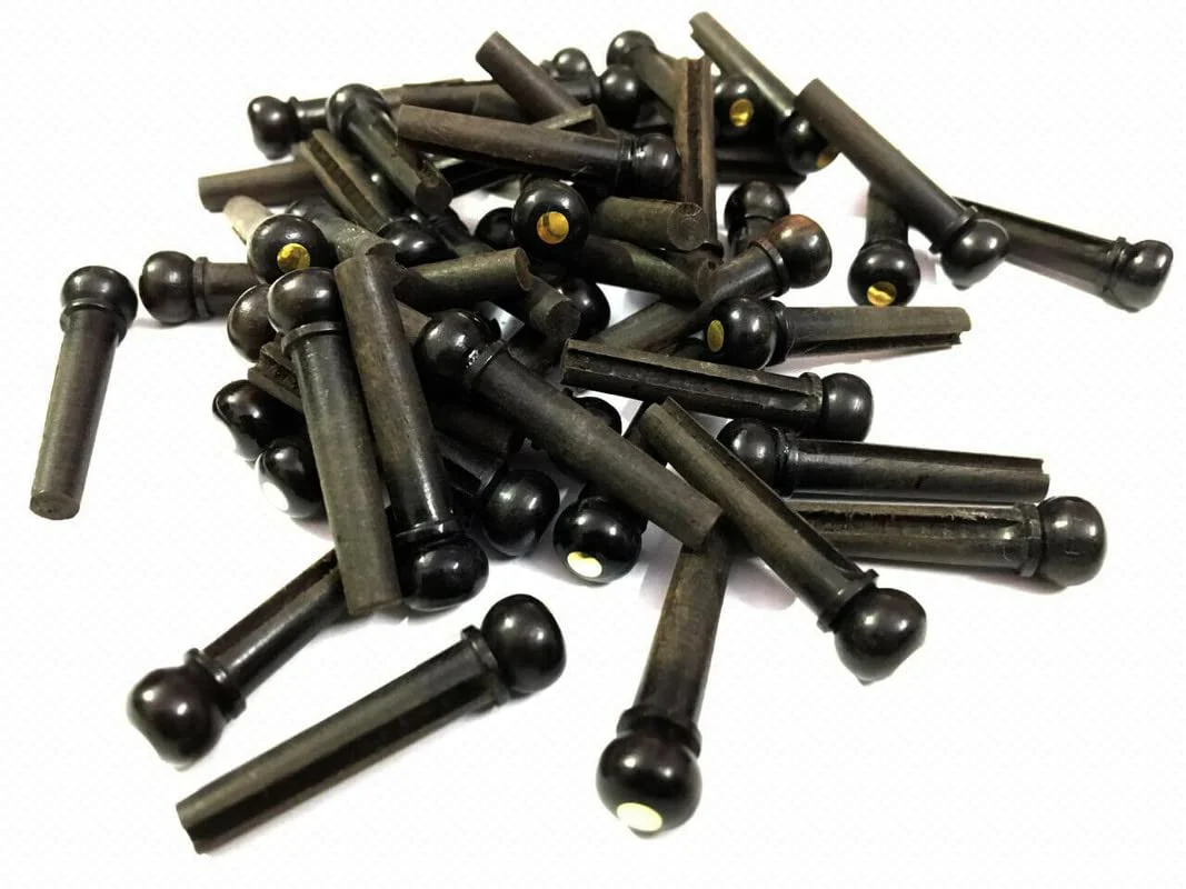 Ebony Guitar Bridge Pins with Brass Dot High Quality 6 pcs (1 Set) - Image 4