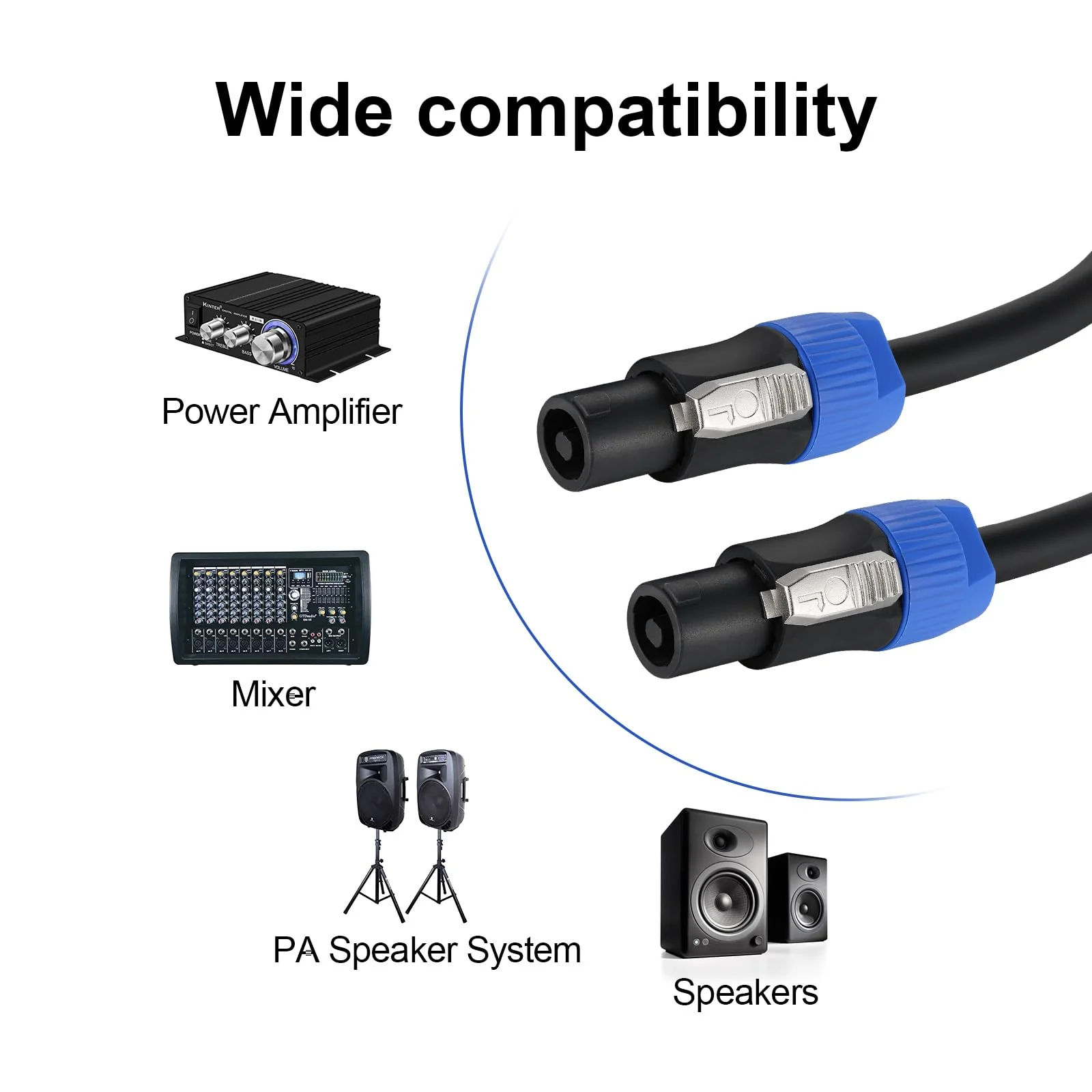 EBXYA 3 Feet Speakon Speaker Cable 12 Gauge(AWG) - Premium Speakon to Speakon Audio Cable Cord with NL4FX (NL4FC) Connector - 4 Conductor 3 Feet /1 Meter - Image 2