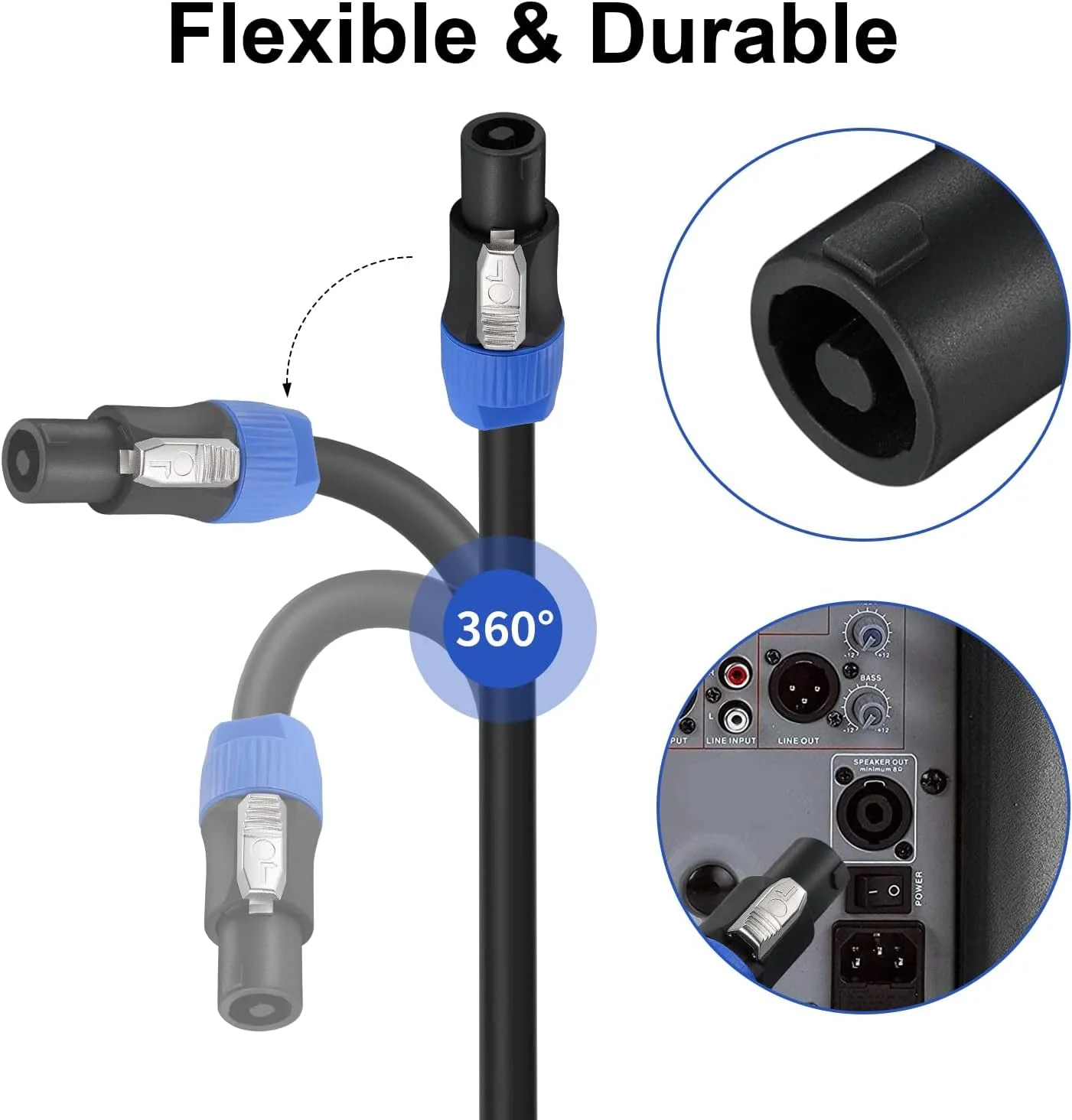 EBXYA 3 Feet Speakon Speaker Cable 12 Gauge(AWG) - Premium Speakon to Speakon Audio Cable Cord with NL4FX (NL4FC) Connector - 4 Conductor 3 Feet /1 Meter - Image 4