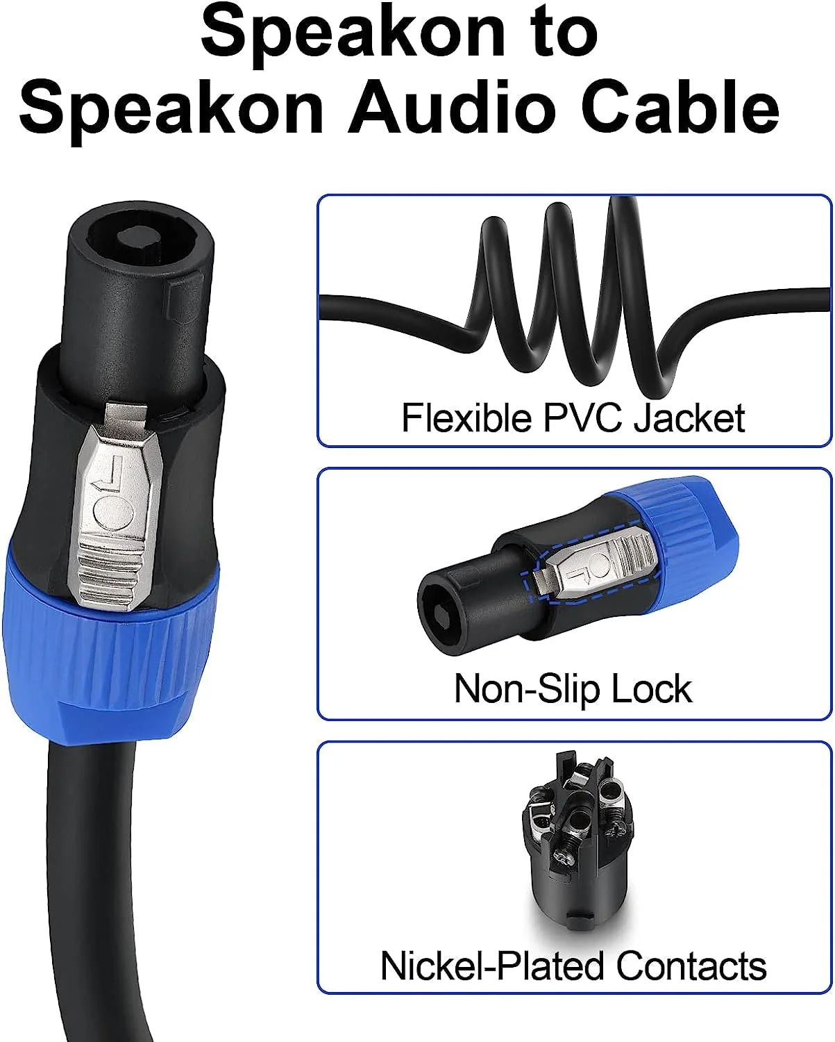 EBXYA 3 Feet Speakon Speaker Cable 12 Gauge(AWG) - Premium Speakon to Speakon Audio Cable Cord with NL4FX (NL4FC) Connector - 4 Conductor 3 Feet /1 Meter - Image 5