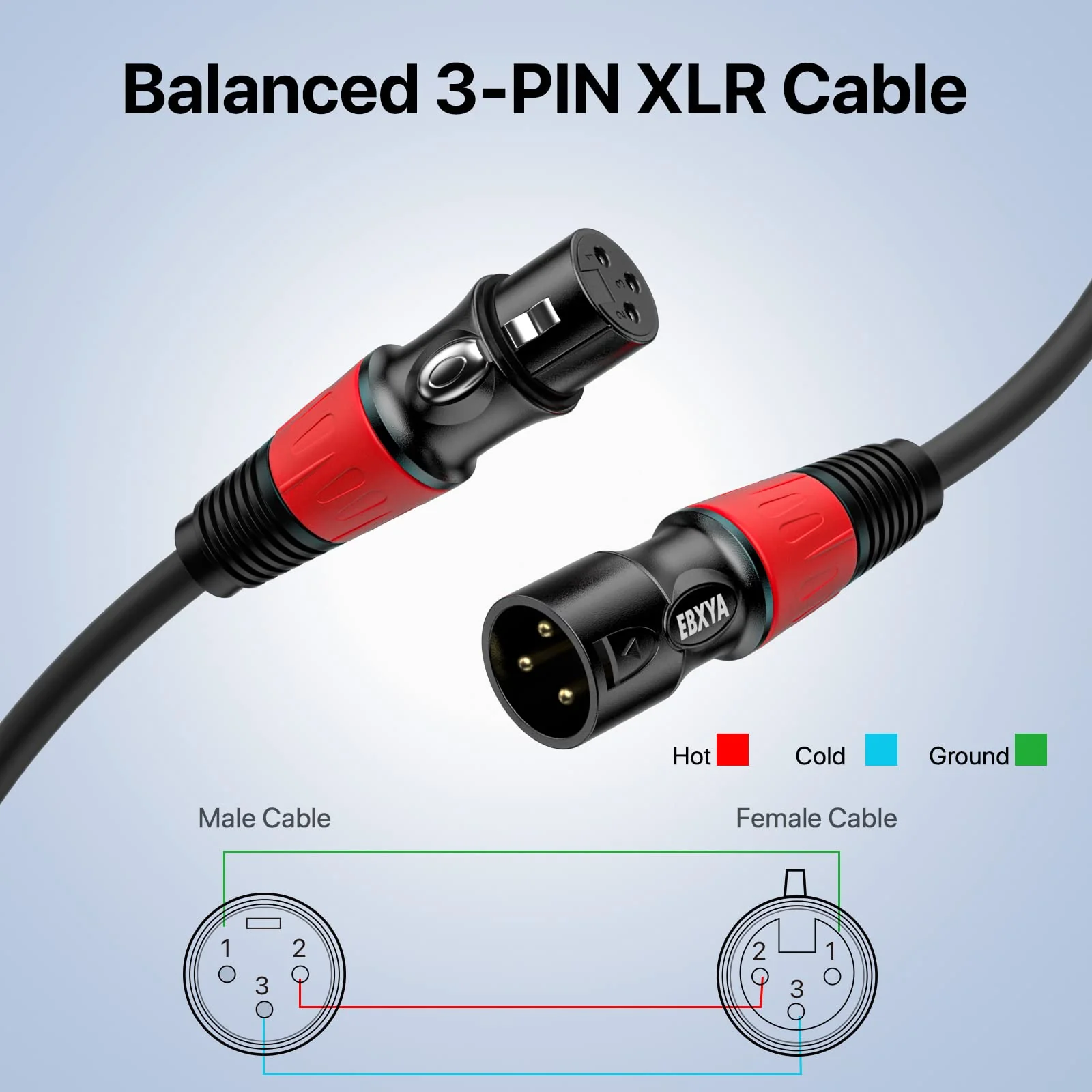 EBXYA 3ft XLR Cables 4-Pack - Male to Female Microphone Cable with Balanced Shielded Speaker Cable 4 Pack Black - Image 5