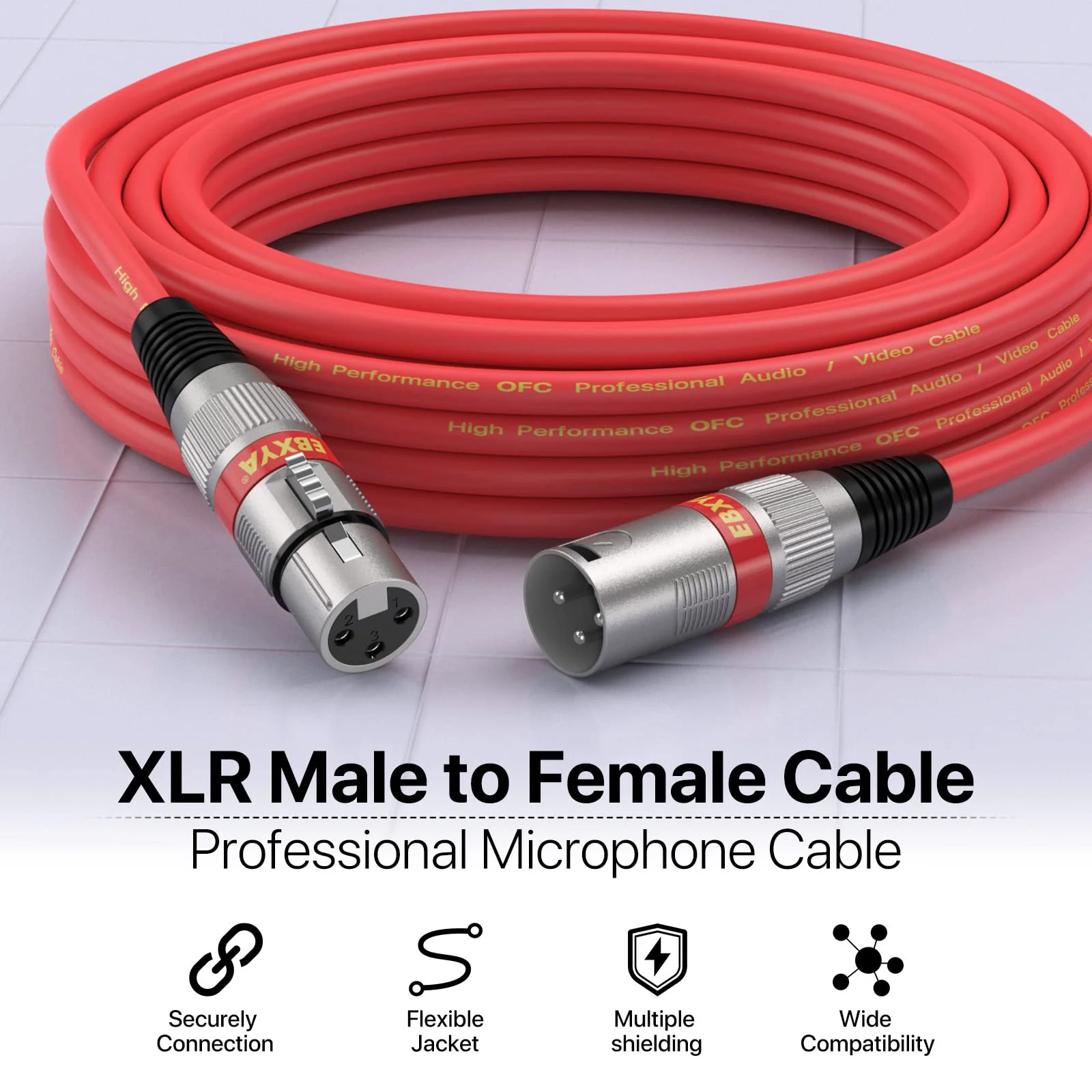 EBXYA XLR Cable 2ft 10 Pack 3 Pins Balanced XLR Microphone Cable Male to Female Suitable for Audio Mixer, Speaker Systems, Radio Station 10 Colors - Image 4