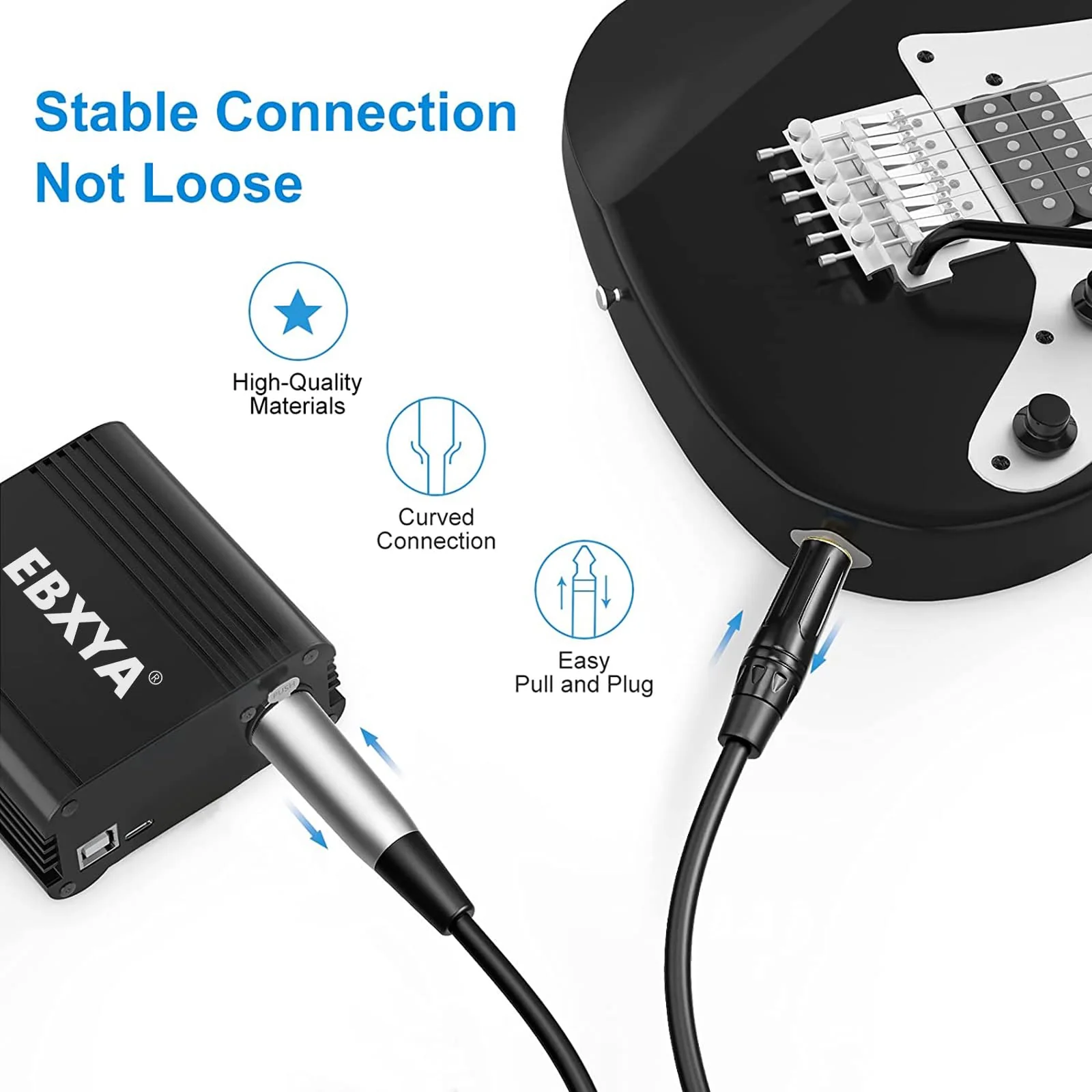 EBXYA XLR Male to 1/4 Inch TS Mono Unbalanced Microphone Cable 6Ft, 6.35mm to XLR Cable, 2 PCS 2 Packs of TS to XLR Male 6 FT - Image 6
