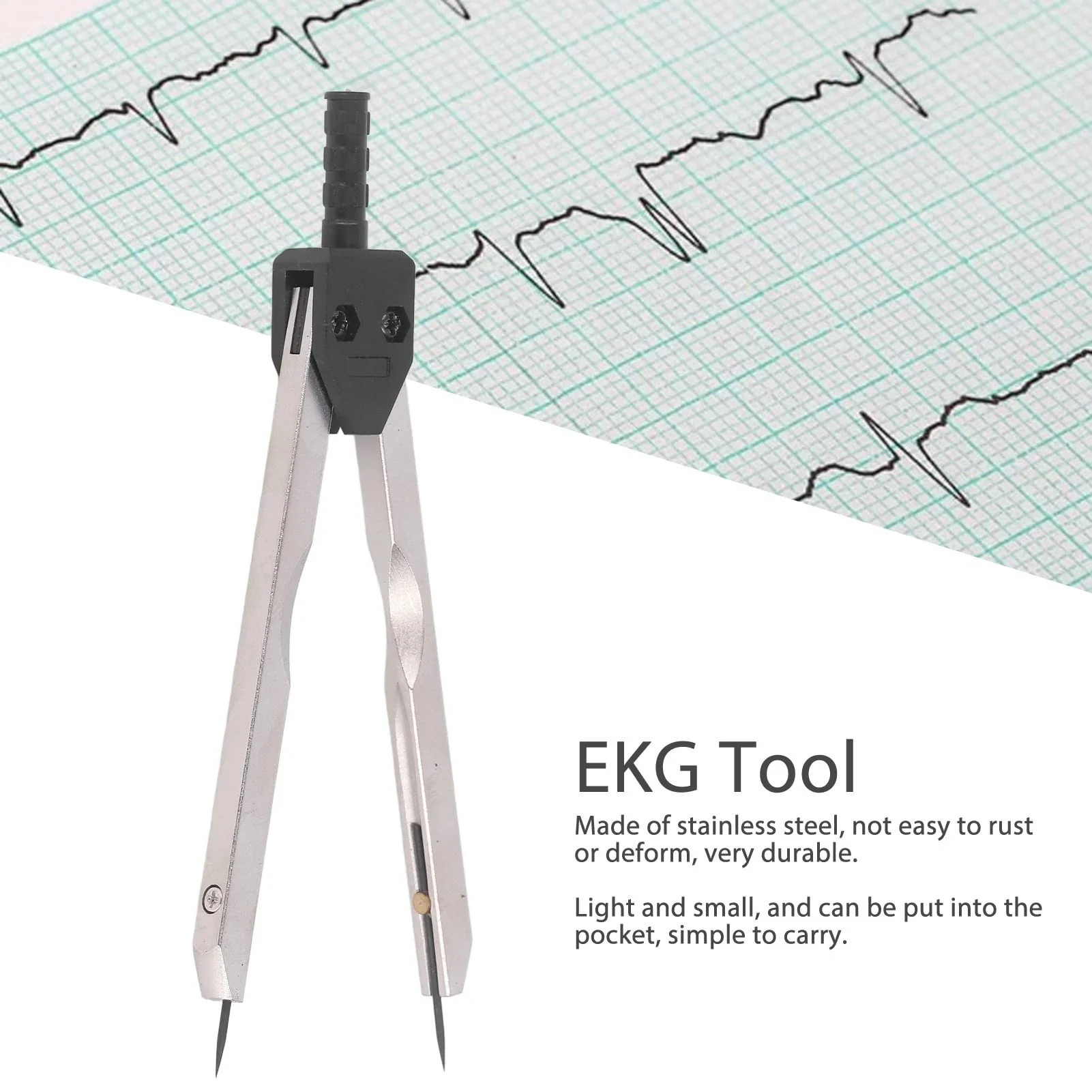 ECG Tool, ECG Vernier Caliper, Measuring Tool with Ruler, Electrocardiogram Design Divider for Nursing (Black), Brake Calipers (Black) - Image 3