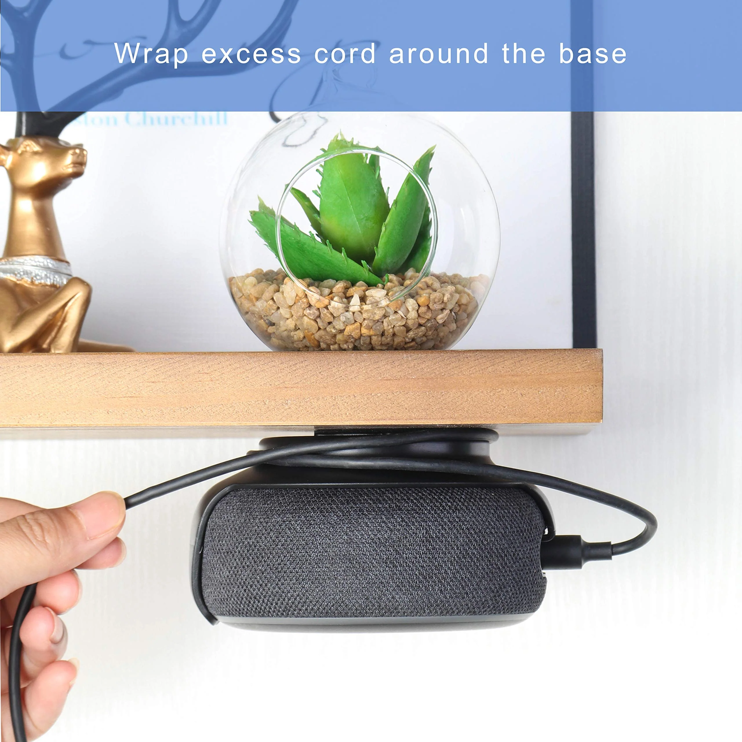 Echo Dot Wall Mount Holder for 3rd Generation, Built-in Cable Management Space-Saving Accessories for Dot(3rd Gen) Smart Speakers, with Sticking Tape and Drill Nail-Black Black - Image 5