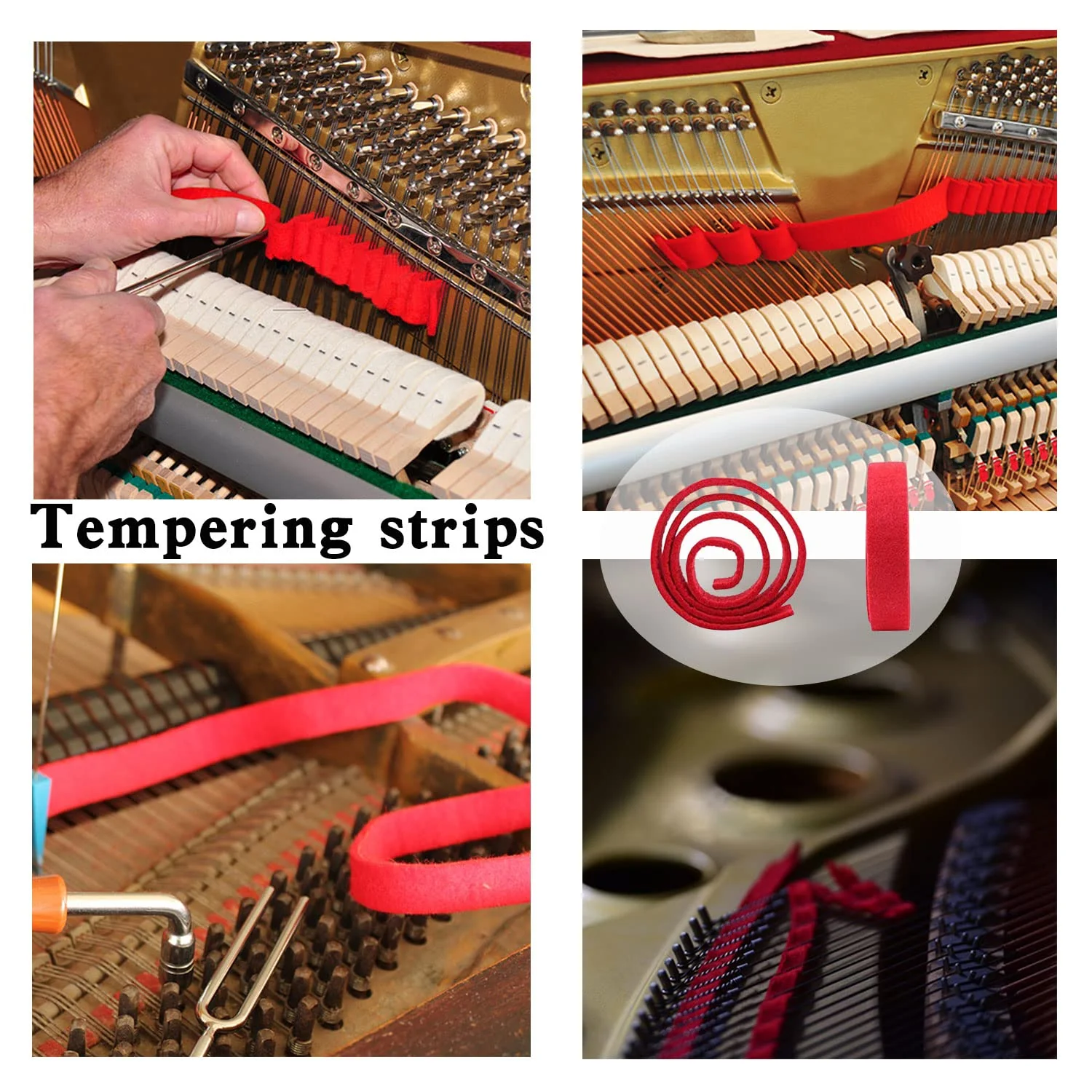 Ecloud Shop Piano Tuning Kit Piano Tunning Wrench Hammer Tools Accessories Set Rubber Mute Felt Temperament Strip for Beginners and Professionals 6-piece adjustment set - Image 4