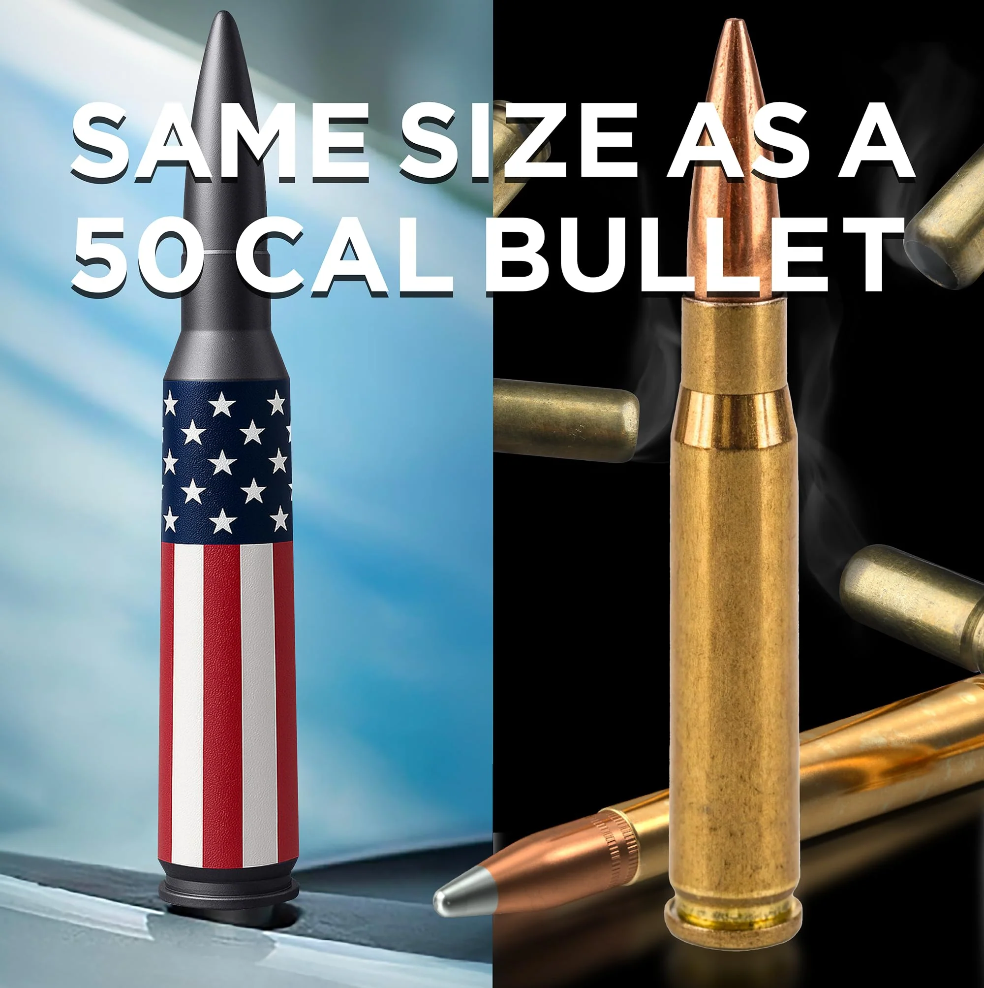 EcoAuto Bullet Antenna Replacement for Dodge Ram & Ford F150 F250 F350 Super Duty Ford Raptor Bronco Trucks - Anti-Theft Design - Radio Antenna for Truck 1990 - Current (American Flag) American Flag - Image 5