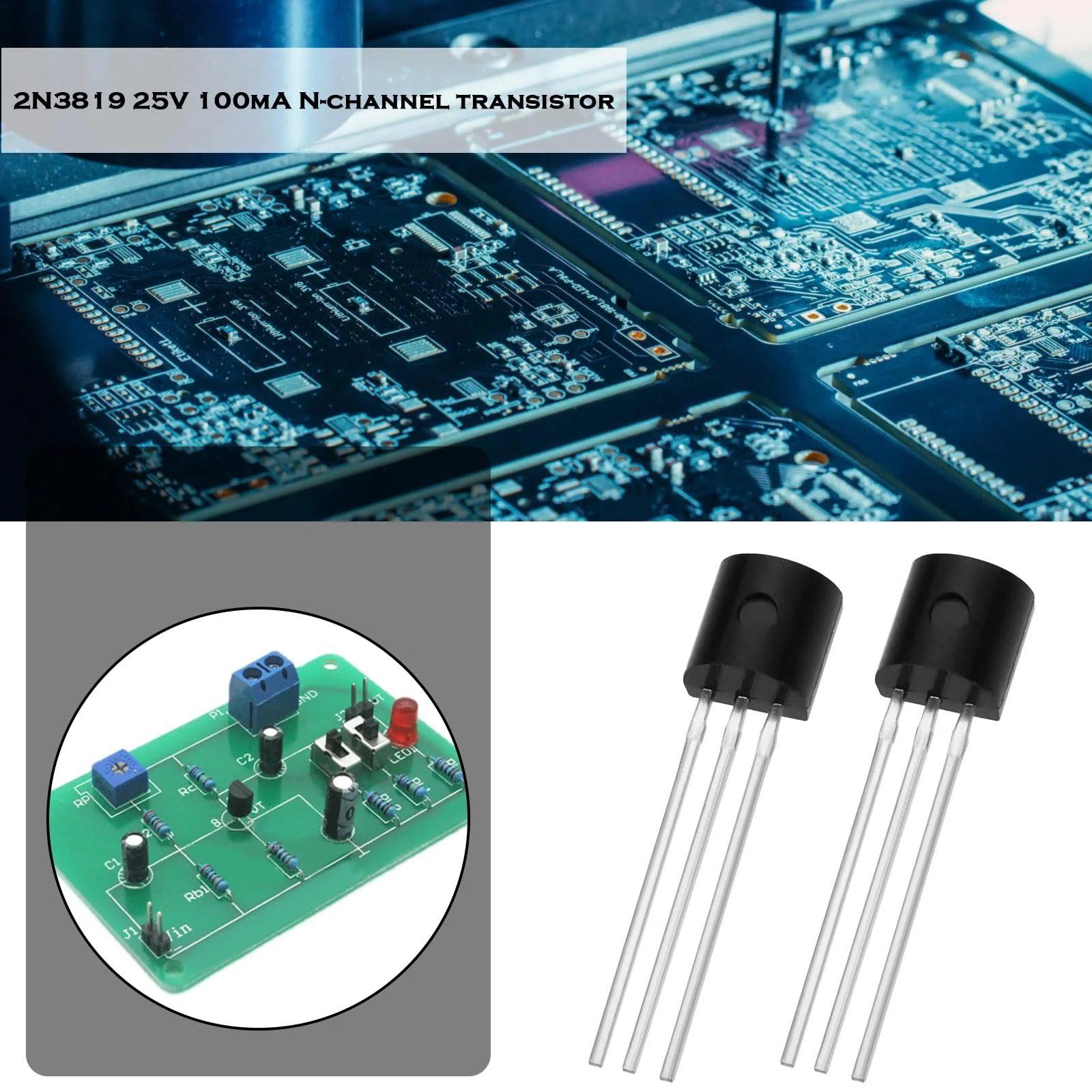 ECSiNG 10pcs N Channel J-FET Transistors DC 25V 100MA 2N3819 J-FET Transistors TO-92 FET Transistors for RF Based Audio Equipment Mixer Applications - Image 2