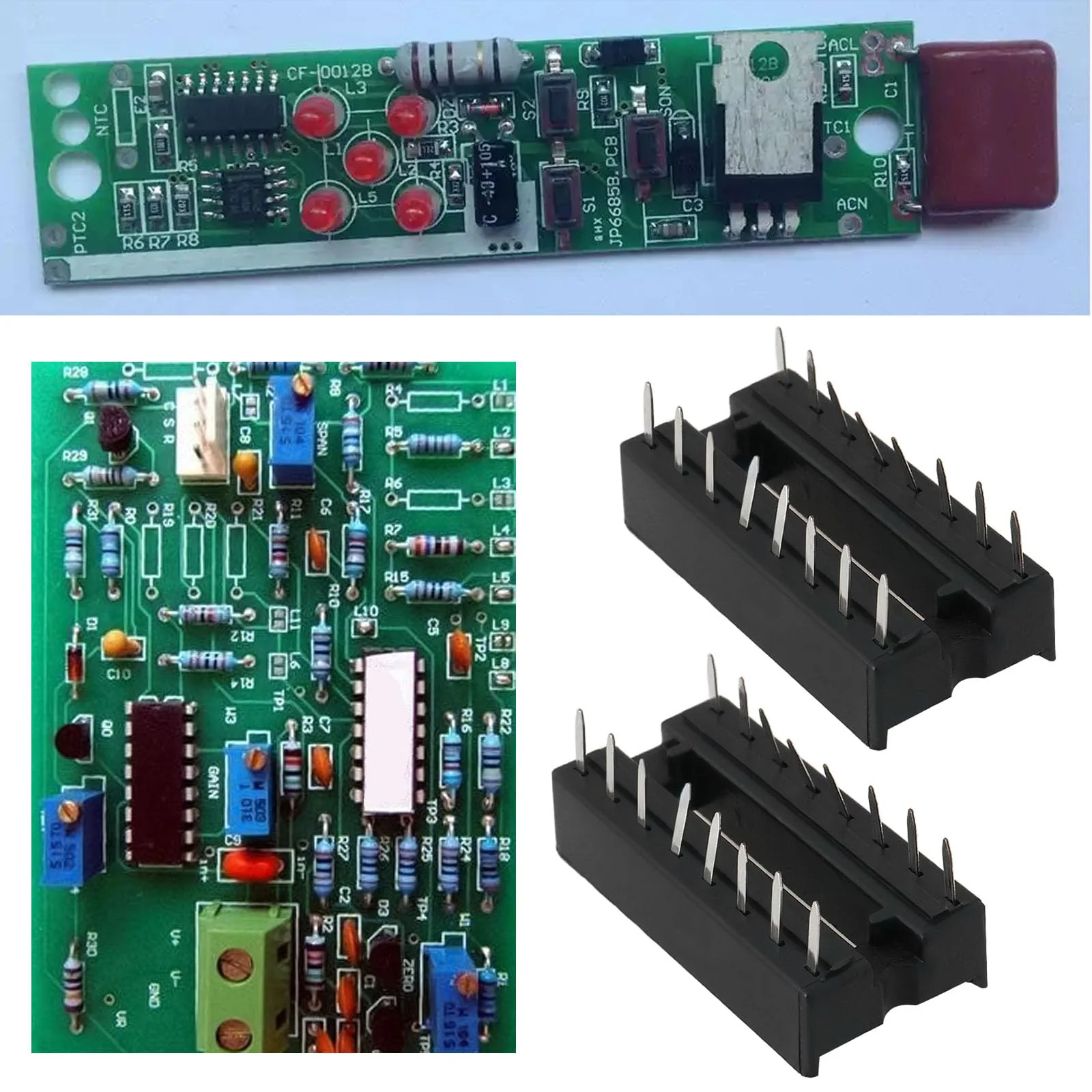 ECSiNG Pack of 50 16-Pin DIP-IC Sockets, 2.54 mm, Pitch Chip Socket Soldering Adapter for Digital and Analogue Circuits, Computer and Electronic Development Board, 20 x 10 mm 16-polig, 20 x 10 mm - Image 3
