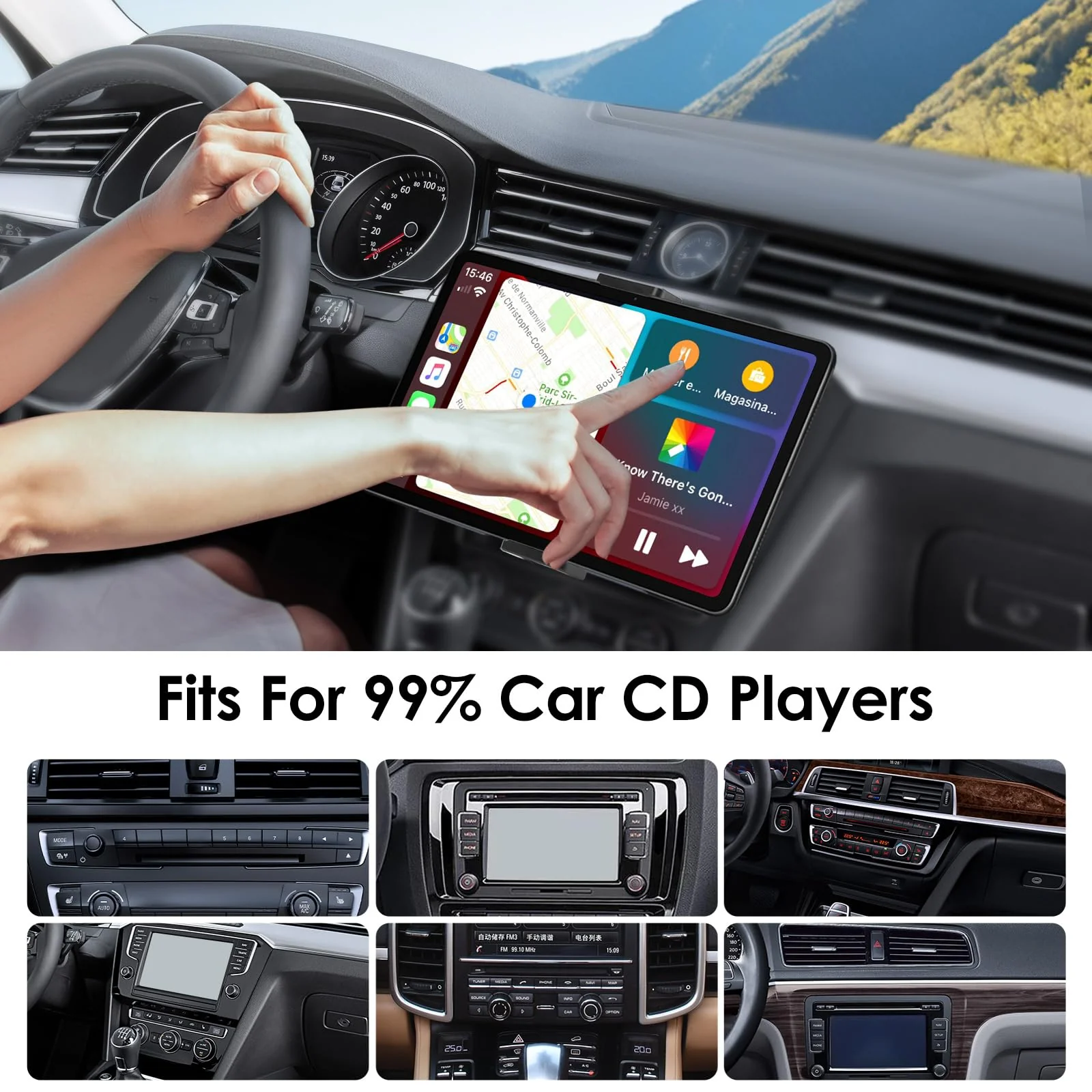EEEKit 2 in 1 CD Slot Tablet Car Mount, Universal 360° Rotation CD Player Car Phone Holder for 4-15in Devices, Black - Image 7