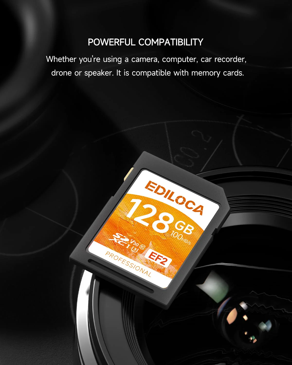 EF2_128GB UHS-I SD Card UHS-I Memory Card Fast Storage, Read Speed 100MB/s, Write Speed 90MB/s, C10, U3, V30, Full-HD & 4K Video, SD Card, Must-Have for Professional Photographers 128GB EF2 -100MB/s - Image 7