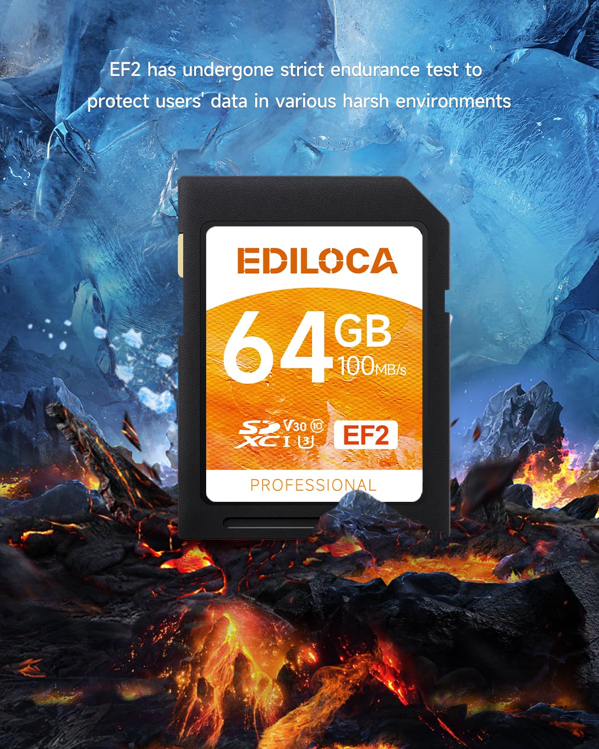 EF2_64GB UHS-I SD Card UHS-I Memory Card Fast Storage, Read Speed 100MB/s, Write Speed 50MB/s, C10, U3, V30, Full-HD & 4K Video, SD Card, Must-Have for Professional Photographers 64GB EF2 -100MB/s - Image 5