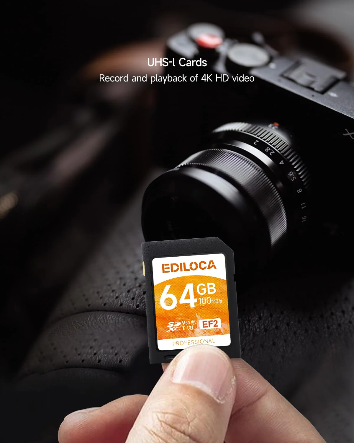 EF2_64GB UHS-I SD Card UHS-I Memory Card Fast Storage, Read Speed 100MB/s, Write Speed 50MB/s, C10, U3, V30, Full-HD & 4K Video, SD Card, Must-Have for Professional Photographers 64GB EF2 -100MB/s - Image 8