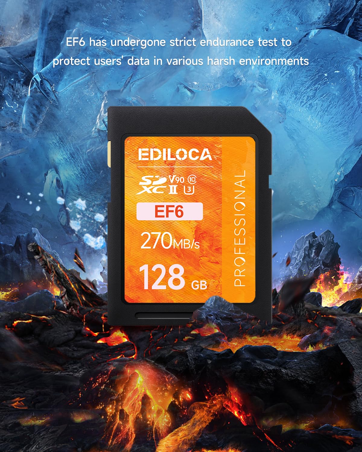 EF6_128GB UHS-II SD Card UHS-II Memory Card Fast Storage, Read Speed 300MB/s, Write Speed 250MB/s, C10, U3, V90, 4K, 8K-UHD, SD Card, Must-Have for Professional Photographers 128GB EF6 -300MB/s - Image 4