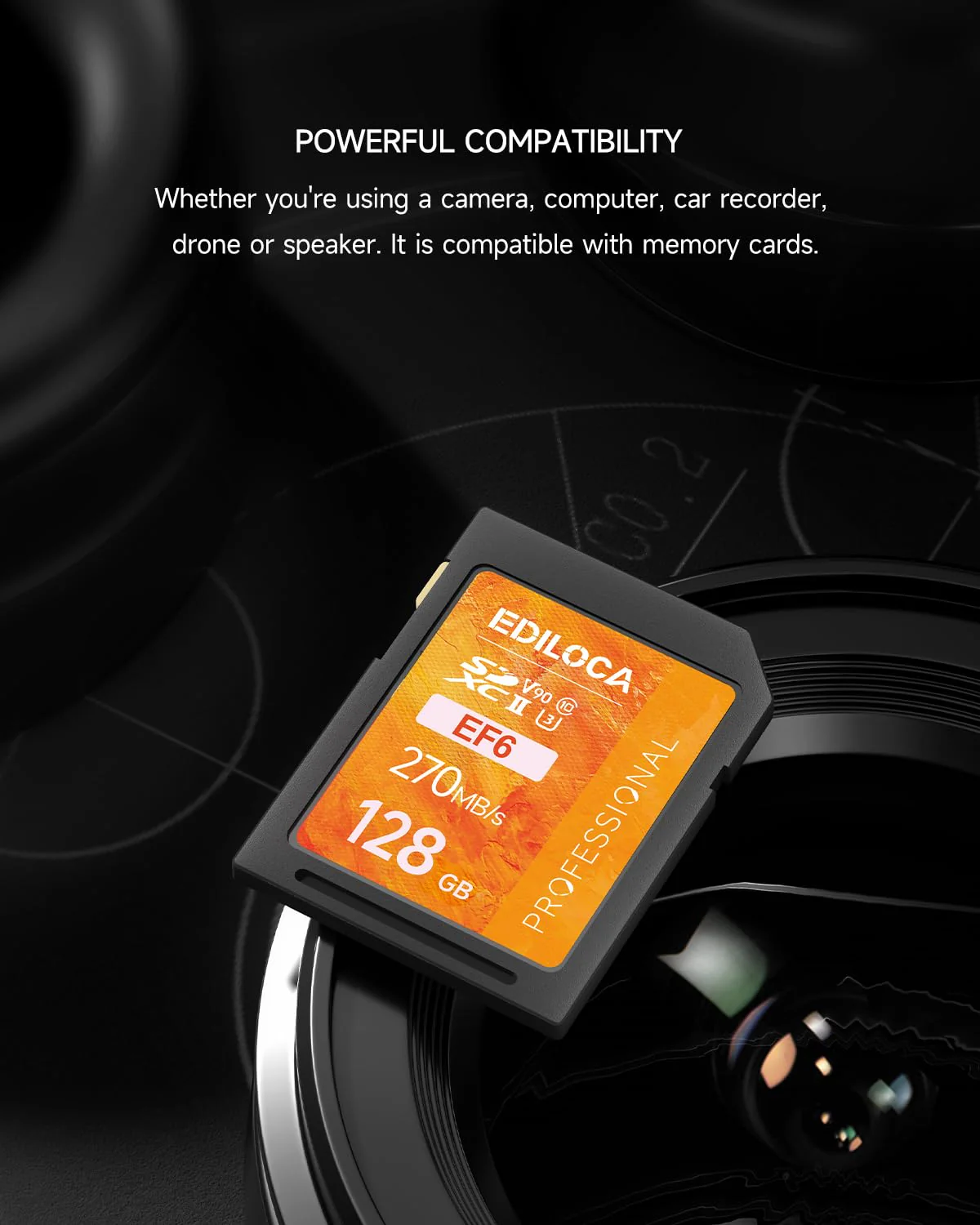 EF6_128GB UHS-II SD Card UHS-II Memory Card Fast Storage, Read Speed 300MB/s, Write Speed 250MB/s, C10, U3, V90, 4K, 8K-UHD, SD Card, Must-Have for Professional Photographers 128GB EF6 -300MB/s - Image 5