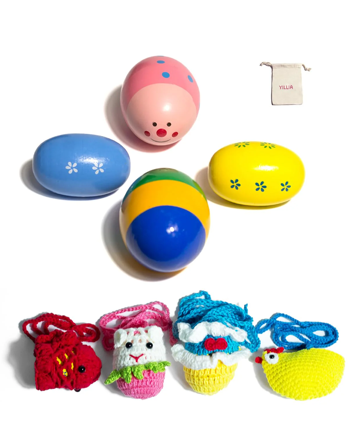 Egg Shakers Musical Instruments with Cute Knit Holder and Bag, Hanging Toy for Babies, Toddlers, Easter Egg Maracas for Kids, for Education, Classroom Teaching, Party Supply, Prizes - Image 8