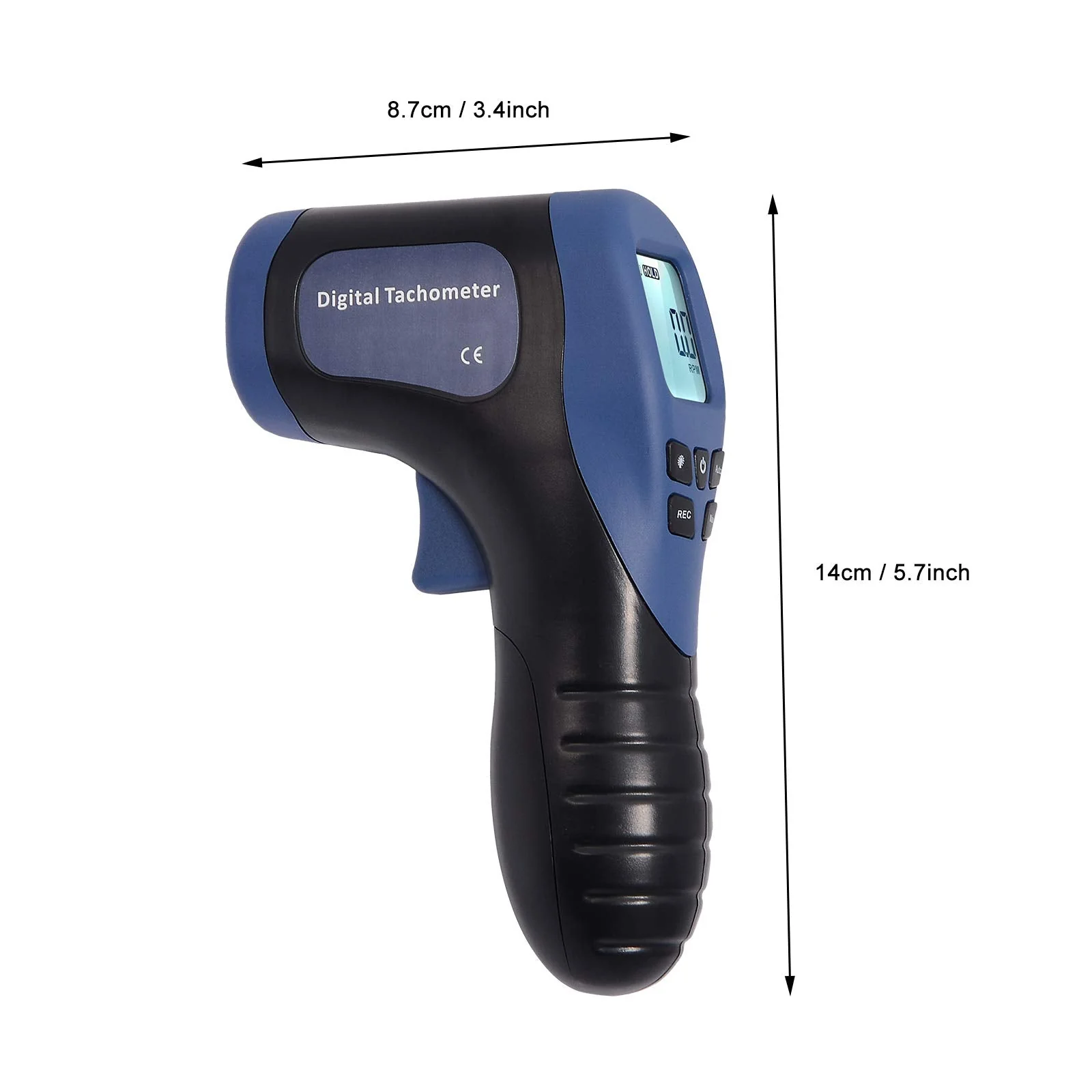 EHDIS Digital LCD Photo Tachometer Non-Contact RPM Meter Motor Speed Gauge Gun Style Includes 10 Reflective Tapes - Image 8