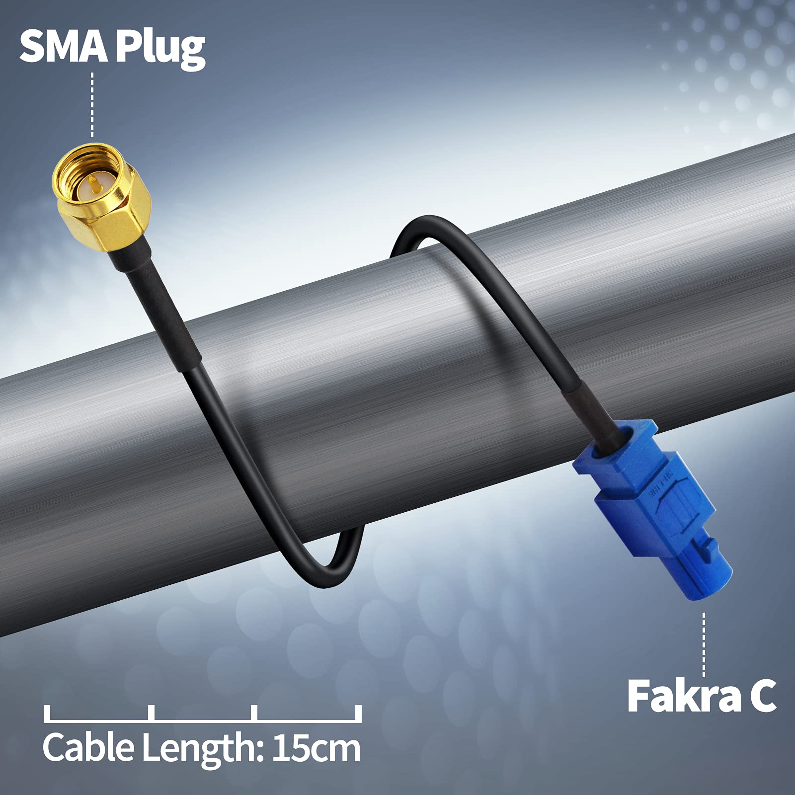 Eightwood Fakra C Plug to SMA Plug Male Car GPS Antenna Cable 6 inch for Vehicle GPS Navigation Radio Stereo Head Unit GPS Receiver - Image 2