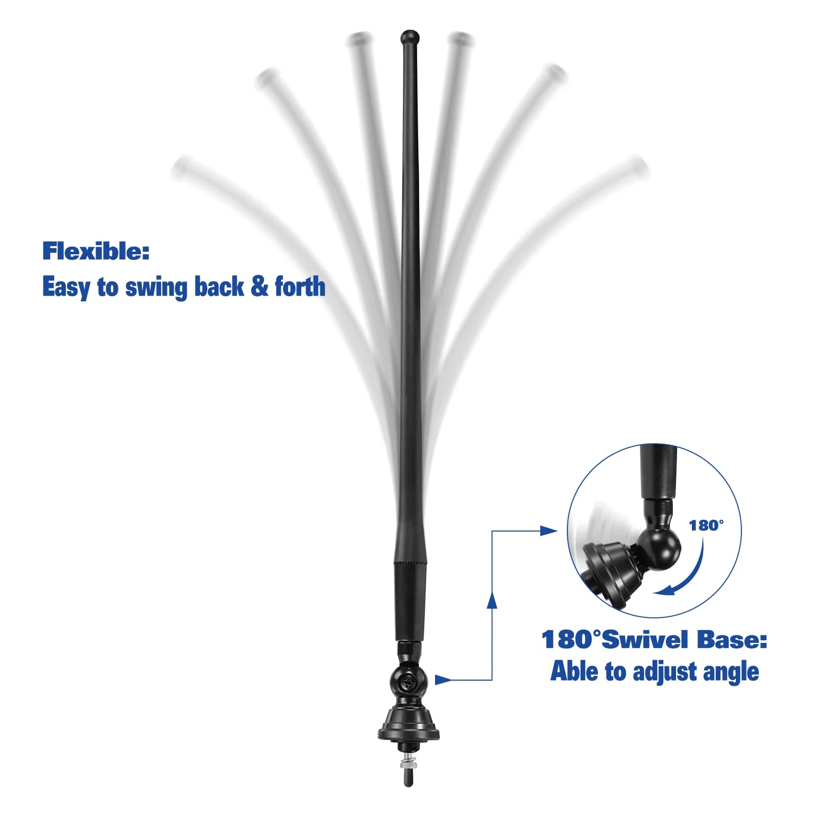 Eightwood Marine Boat Radio Antenna 16 Inch Rubber Duck Flexible Mast FM AM Stereo Antennae for Boat Car RV Motorhome ATV UTV Tractor Motorcycle Yacht 16in radio antenna - Image 3