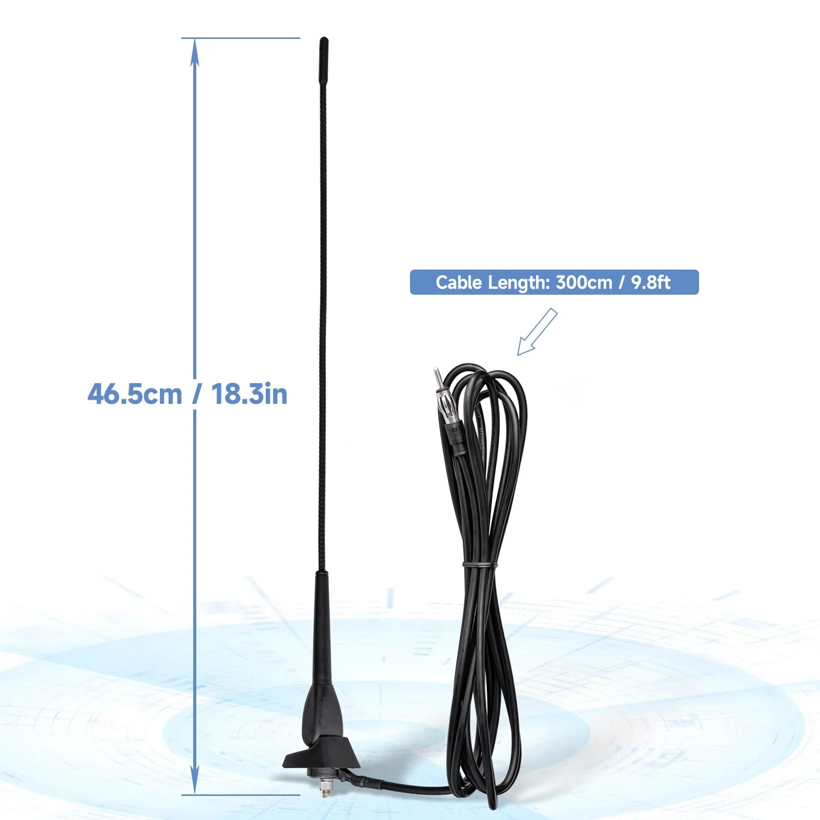 Eightwood Waterproof Marine Boat Radio Antenna 18 Inch, AM/FM Stereo Antenna Mast Replacement with Mount Base for Boat Car Tractor RV ATV UTV Motorcycle Yacht Pontoon 18in radio antenna - Image 6