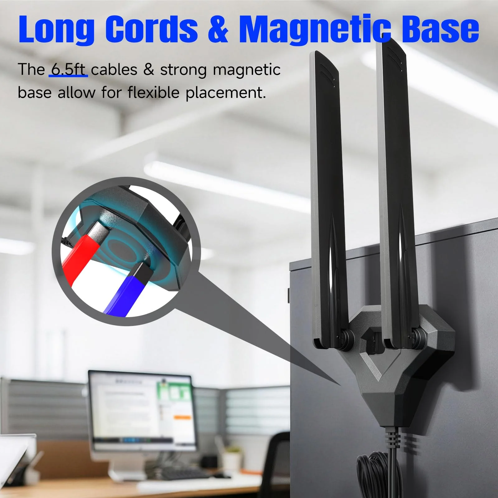 Eightwood WiFi 7 Antenna Tri-Band 6GHz 5GHz 2.4GHz RP-SMA Antenna with Magnetic Base for PC Desktop Computer Gaming Motherboard PCIe Bluetooth Card WiFi 7 Router wifi 7 antenna/rp-sma connector - Image 3