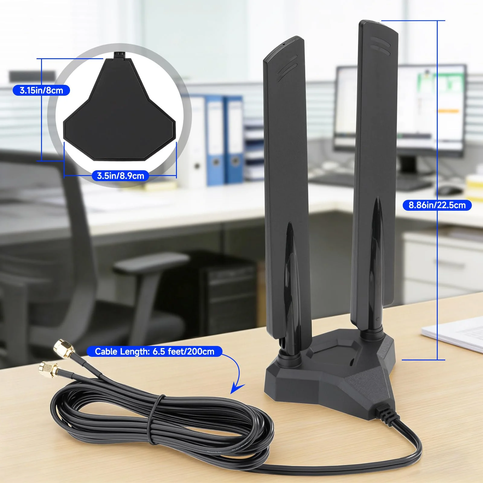 Eightwood WiFi 7 Antenna Tri-Band 6GHz 5GHz 2.4GHz RP-SMA Antenna with Magnetic Base for PC Desktop Computer Gaming Motherboard PCIe Bluetooth Card WiFi 7 Router wifi 7 antenna/rp-sma connector - Image 6