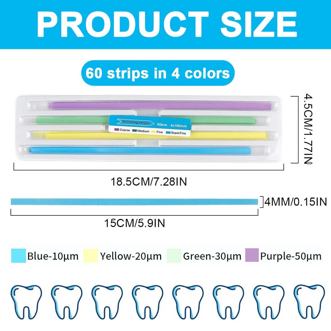 EIHI 60 Pieces Tooth Sandpaper for Spaces, Resistant Deep Cleaning Oral Hygiene, Tooth Sandpaper, Dental Sanding Strips, Teeth Polishing Finishing Gloss Contouring Tools Kit - Image 2