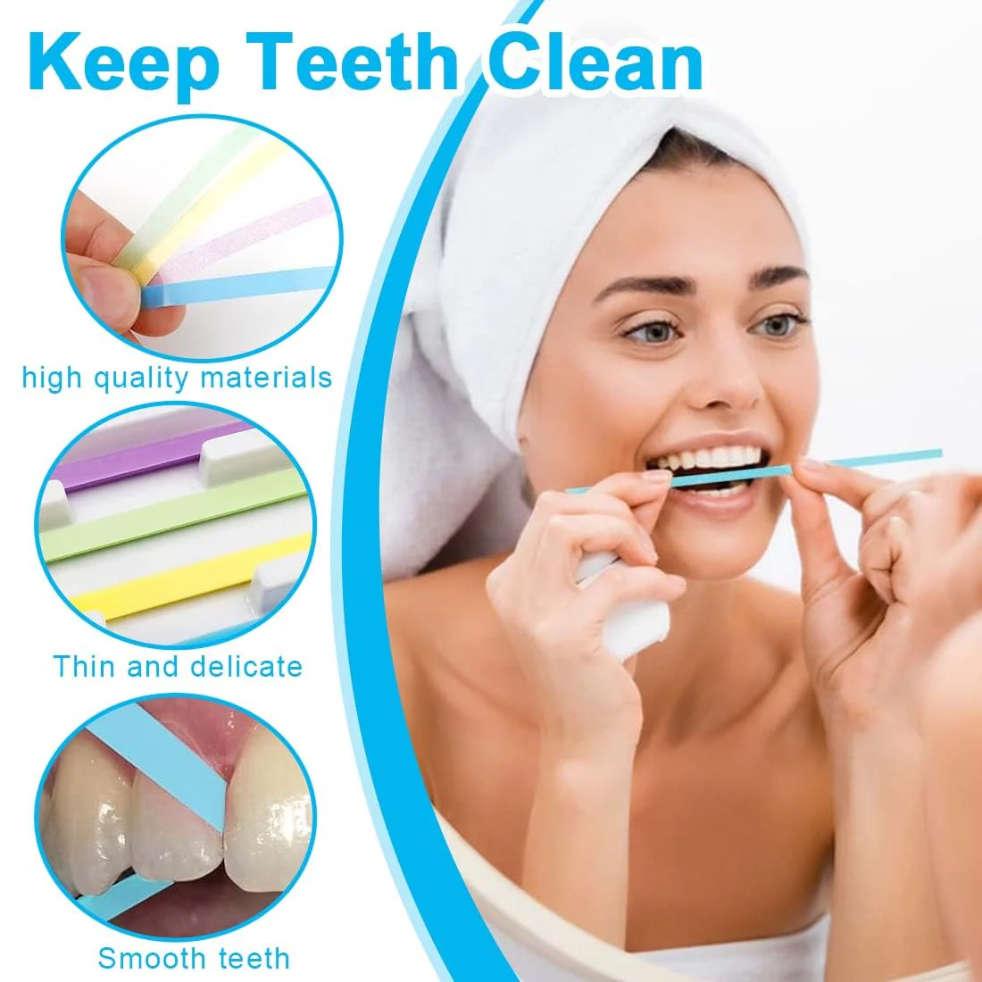 EIHI 60 Pieces Tooth Sandpaper for Spaces, Resistant Deep Cleaning Oral Hygiene, Tooth Sandpaper, Dental Sanding Strips, Teeth Polishing Finishing Gloss Contouring Tools Kit - Image 3