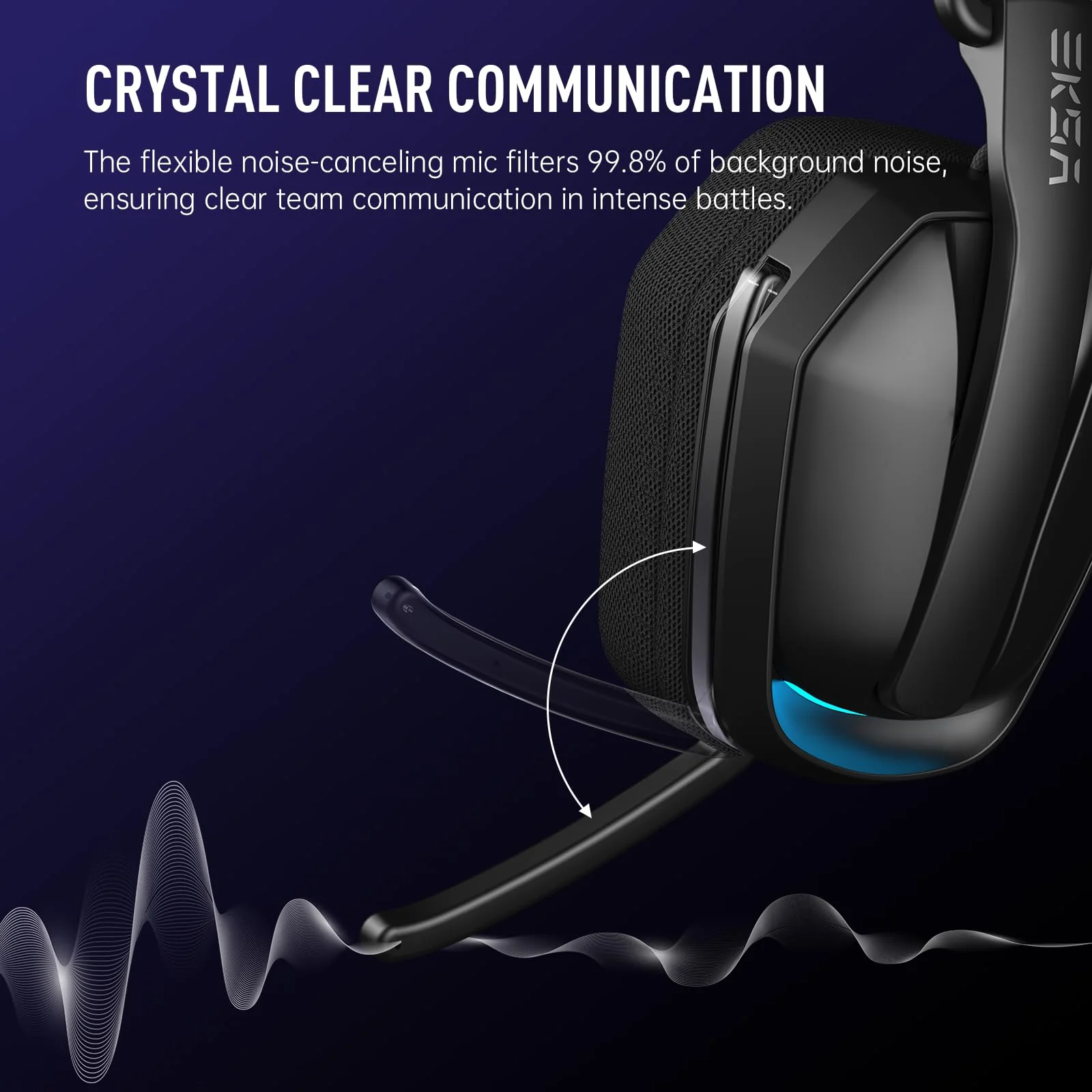 EKSA 2.4GHz Wireless Gaming Headset for PS5/PS4, PC, Switch, Mac, Bluetooth 5.4 Gaming Headphones with Noise Cancelling Microphone, 169g Ultralight, RGB, Type-C, 35H Battery, Wired Computer Headphones Black - Image 5