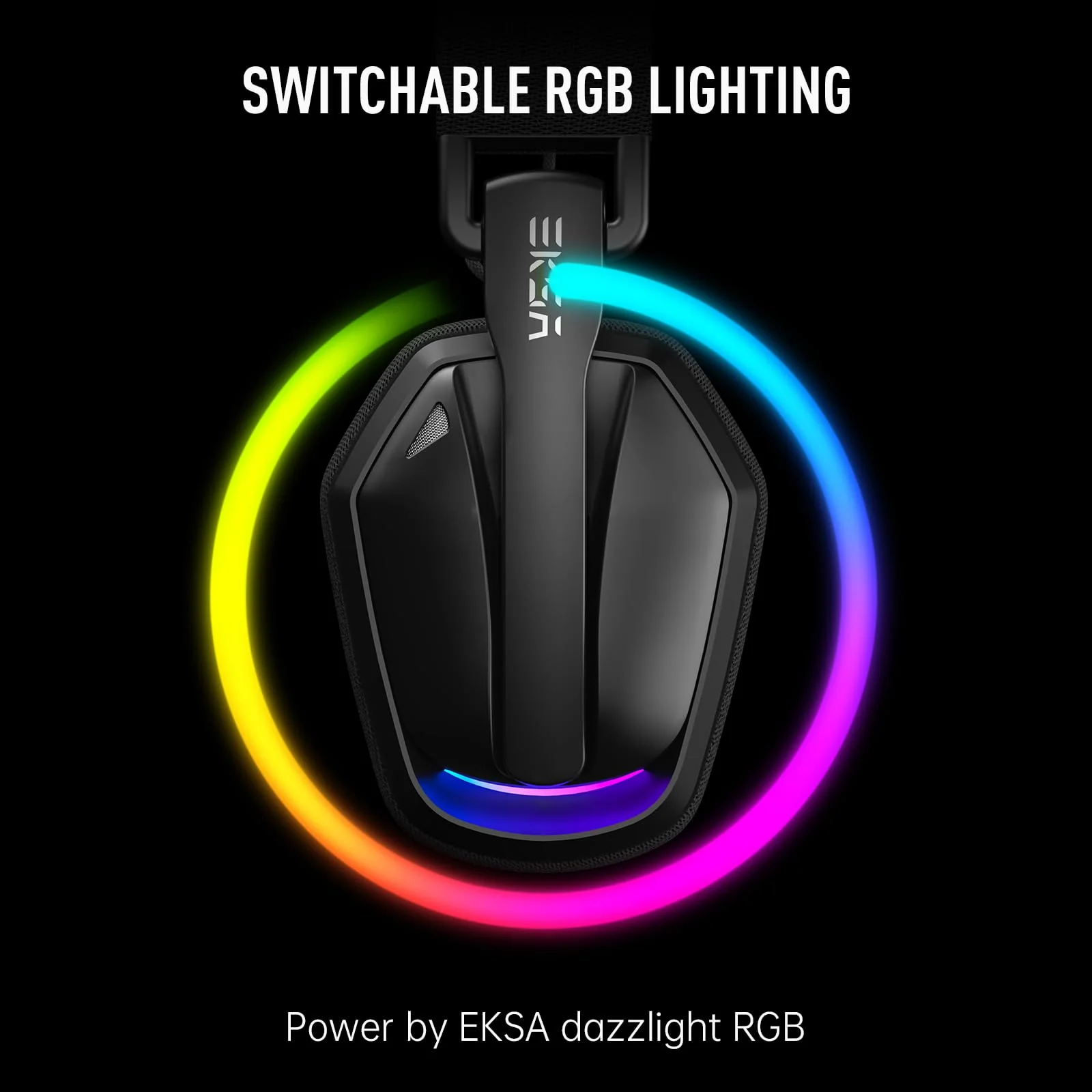 EKSA 2.4GHz Wireless Gaming Headset for PS5/PS4, PC, Switch, Mac, Bluetooth 5.4 Gaming Headphones with Noise Cancelling Microphone, 169g Ultralight, RGB, Type-C, 35H Battery, Wired Computer Headphones Black - Image 8