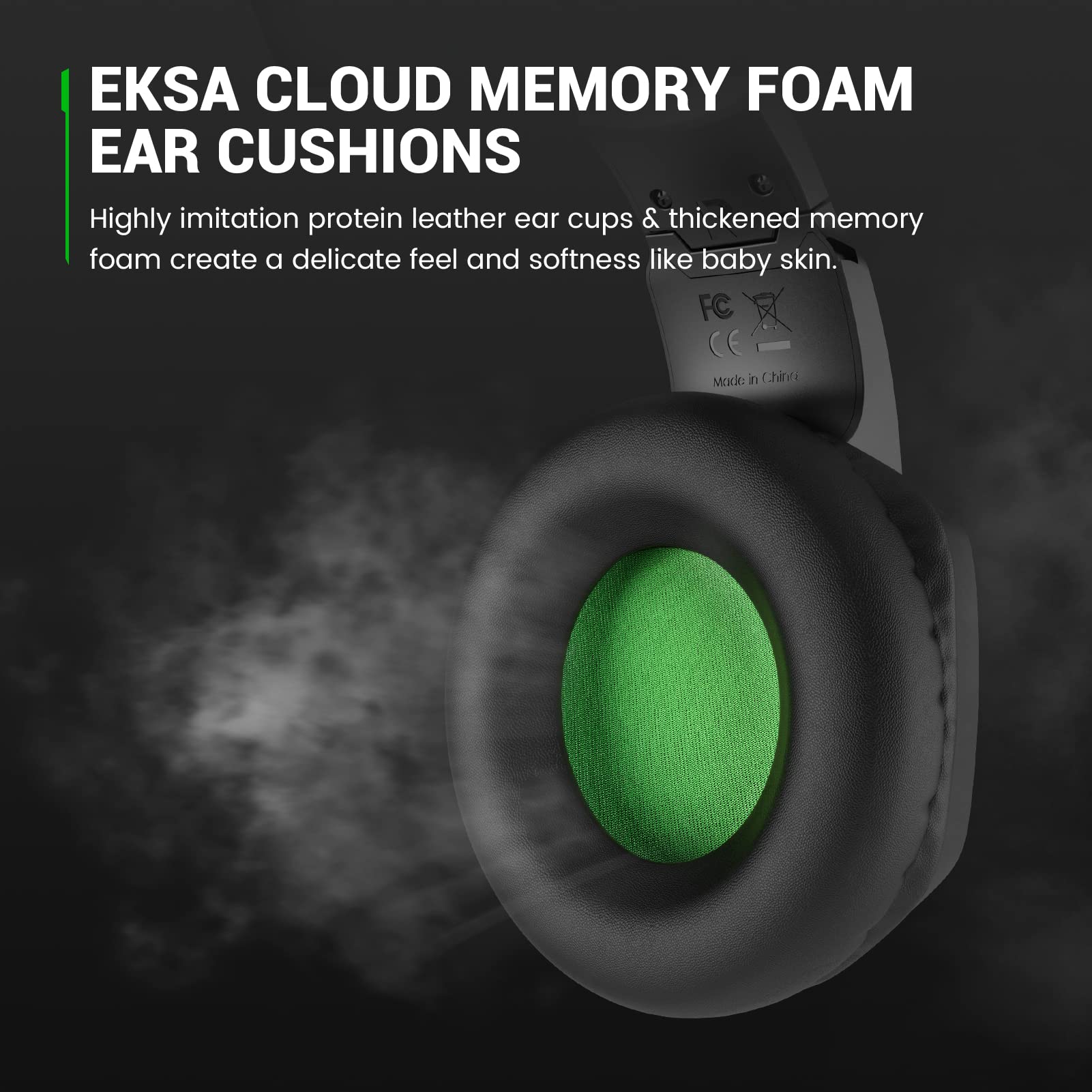 EKSA Fenrir S Gaming Headset with Microphone, Noise Cancelling Mic, Comfortable Ear Pads, 50 mm Drivers, RGB Light, One Key Control, Gaming Headphones for PC, Xbox, PS4, PS5, Switch, Controller - Image 4
