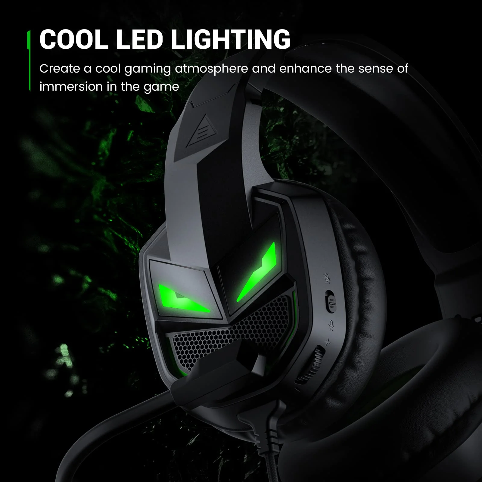 EKSA Fenrir S Gaming Headset with Microphone, Noise Cancelling Mic, Comfortable Ear Pads, 50 mm Drivers, RGB Light, One Key Control, Gaming Headphones for PC, Xbox, PS4, PS5, Switch, Controller - Image 5