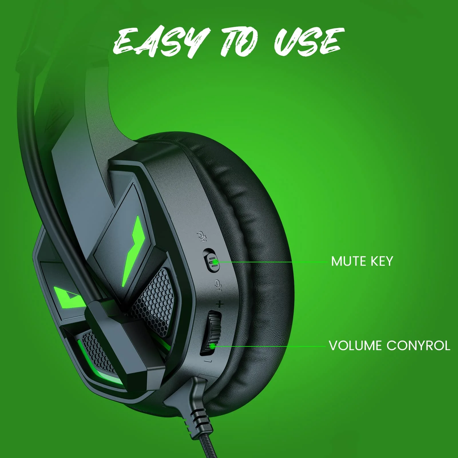 EKSA Fenrir S Gaming Headset with Microphone, Noise Cancelling Mic, Comfortable Ear Pads, 50 mm Drivers, RGB Light, One Key Control, Gaming Headphones for PC, Xbox, PS4, PS5, Switch, Controller - Image 6