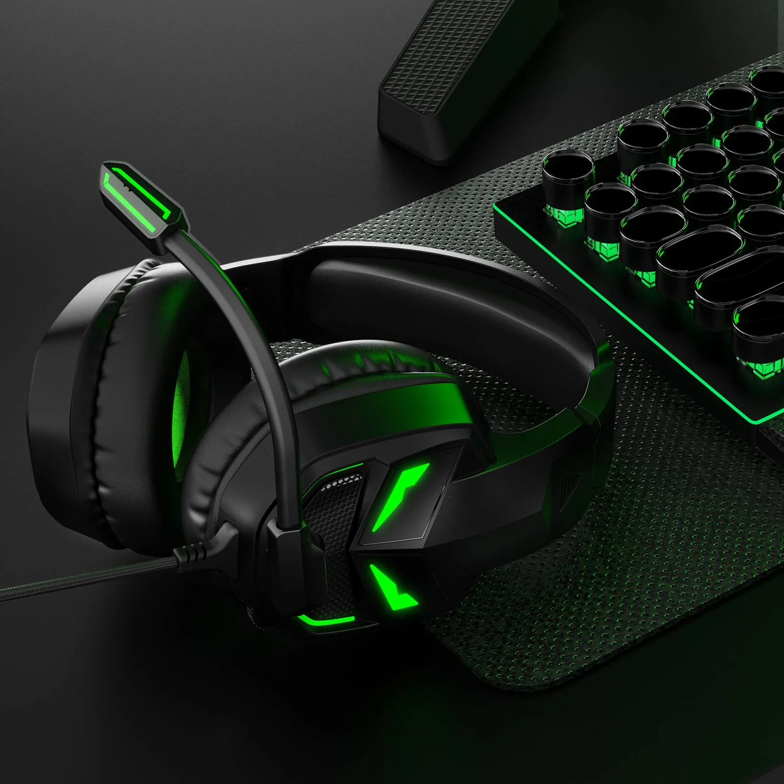 EKSA Fenrir S Gaming Headset with Microphone, Noise Cancelling Mic, Comfortable Ear Pads, 50 mm Drivers, RGB Light, One Key Control, Gaming Headphones for PC, Xbox, PS4, PS5, Switch, Controller - Image 7