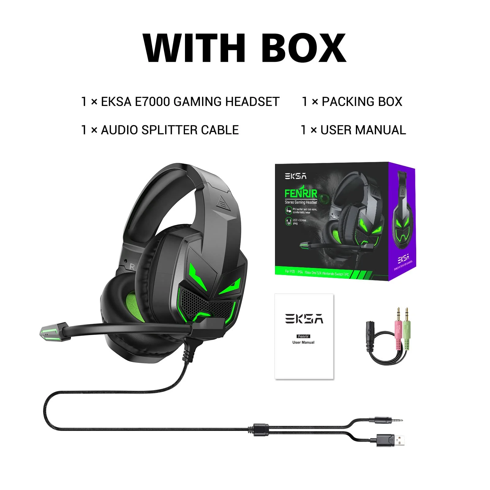 EKSA Fenrir S Gaming Headset with Microphone, Noise Cancelling Mic, Comfortable Ear Pads, 50 mm Drivers, RGB Light, One Key Control, Gaming Headphones for PC, Xbox, PS4, PS5, Switch, Controller - Image 8