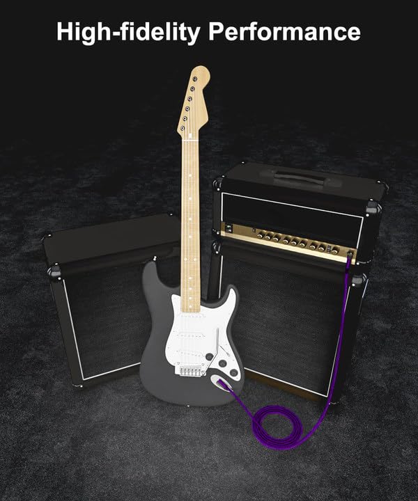Elebase 1/4 Inch TRS Instrument Cable 10ft 2-Pack,Right-Angled to Straight 6.35mm Male Jack Stereo Audio Cord,6.35 Balanced Interconnect Line for Electric Guitar,Bass,Keyboard,Mixer,Amplifier,Speaker 10FT/3M Purple - Image 5