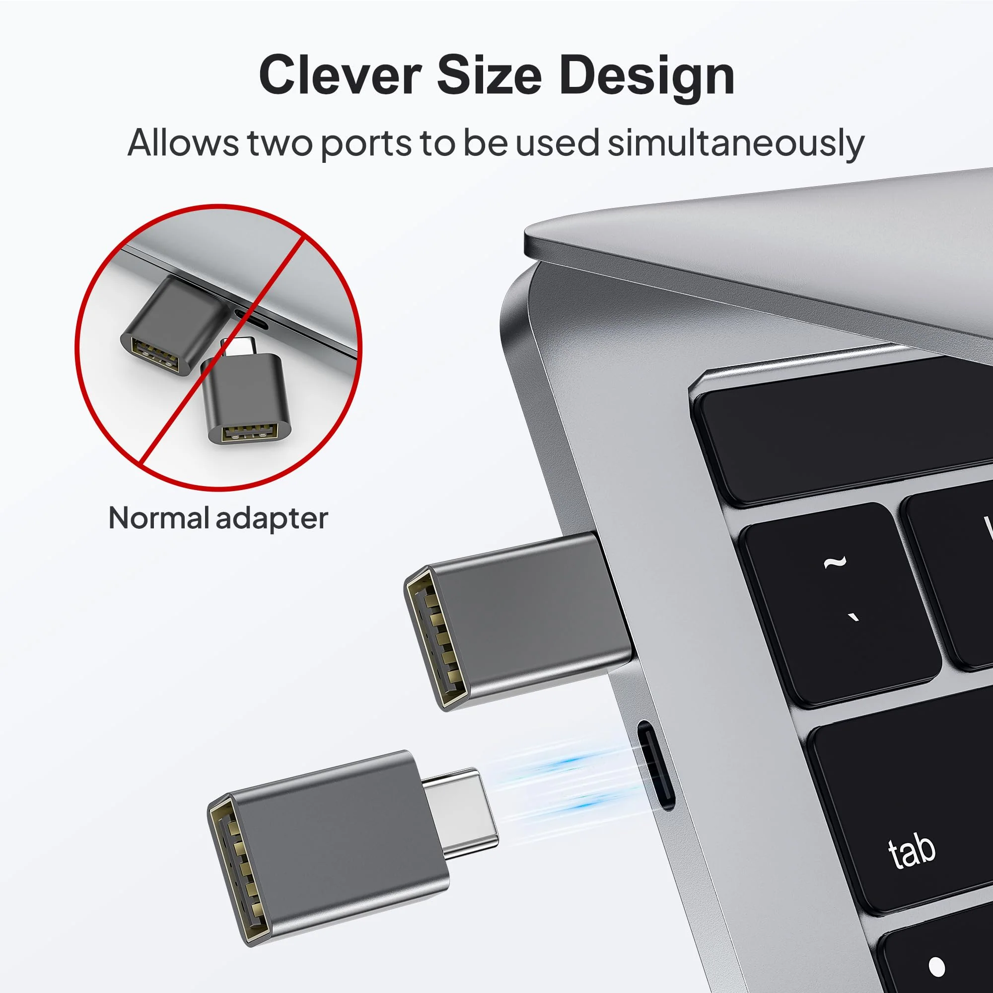 Elebase USB C to USB Adapter 4Pack,USBC Male to USB 3.0 Female MacBook Pro Air Adapter,Type C Thunderbolt 3 OTG Converter for Flash Thumb Drive,iPad,Mac,Apple iPhone 16 15,Samsung S24,Laptop,Tablets Gray - Image 3