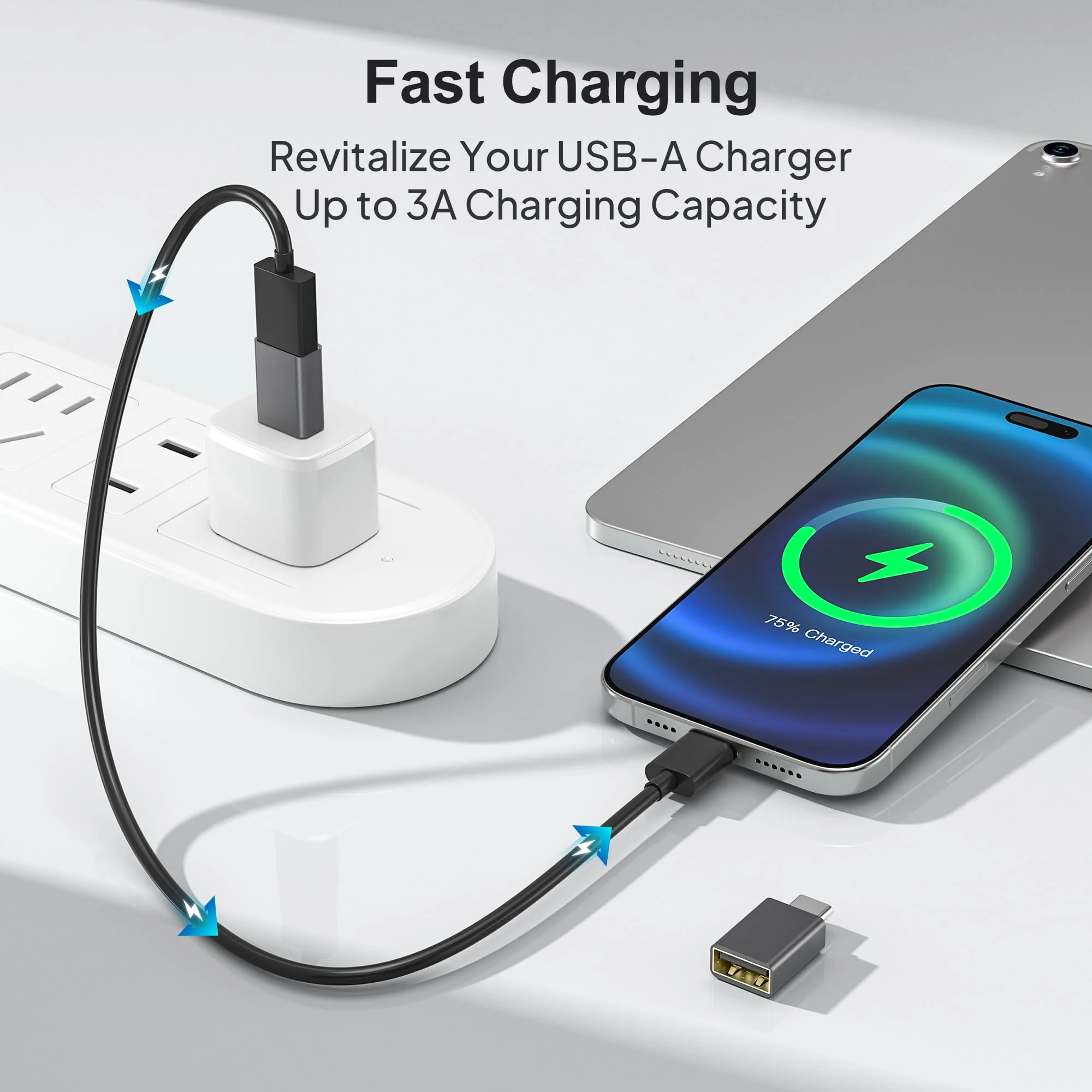 Elebase USB C to USB Adapter 4Pack,USBC Male to USB 3.0 Female MacBook Pro Air Adapter,Type C Thunderbolt 3 OTG Converter for Flash Thumb Drive,iPad,Mac,Apple iPhone 16 15,Samsung S24,Laptop,Tablets Gray - Image 5