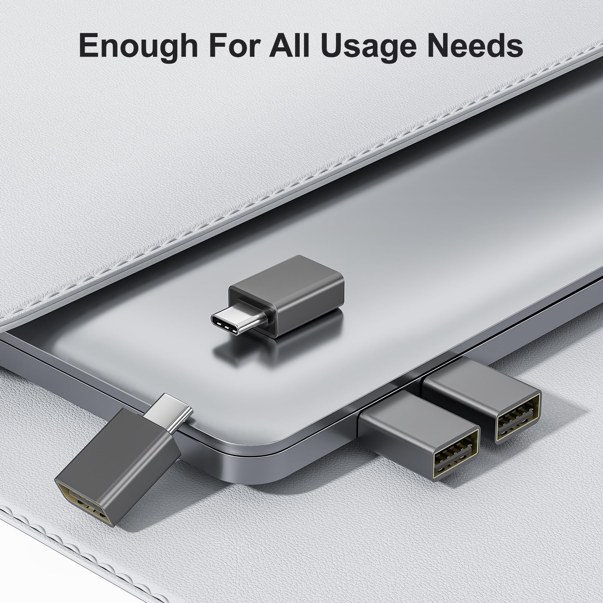 Elebase USB C to USB Adapter 4Pack,USBC Male to USB 3.0 Female MacBook Pro Air Adapter,Type C Thunderbolt 3 OTG Converter for Flash Thumb Drive,iPad,Mac,Apple iPhone 16 15,Samsung S24,Laptop,Tablets Gray - Image 6