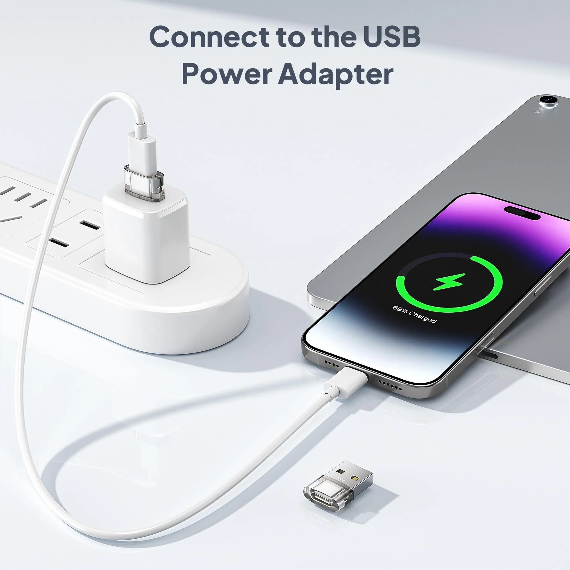 Elebase USB to USB C Adapter 4 Pack,Transparent Type-C Female to A Male Car Charger Converter for New iPhone 16 Pro Max Plus 15 14 13,Apple Watch 10 9 8,Airpods,iPad Air 5 Mini 6 7,Samsung S24 Ultra - Image 2