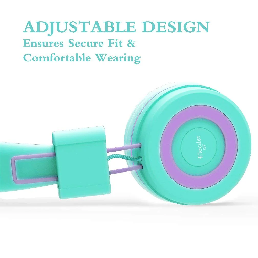 ELECDER i37 Kids Headphones Children Girls Boys Teens Foldable Adjustable On Ear Headphones 3.5mm Jack Compatible Cellphones Computer MP3/4 Kindle School Tablet Green/Purple - Image 5