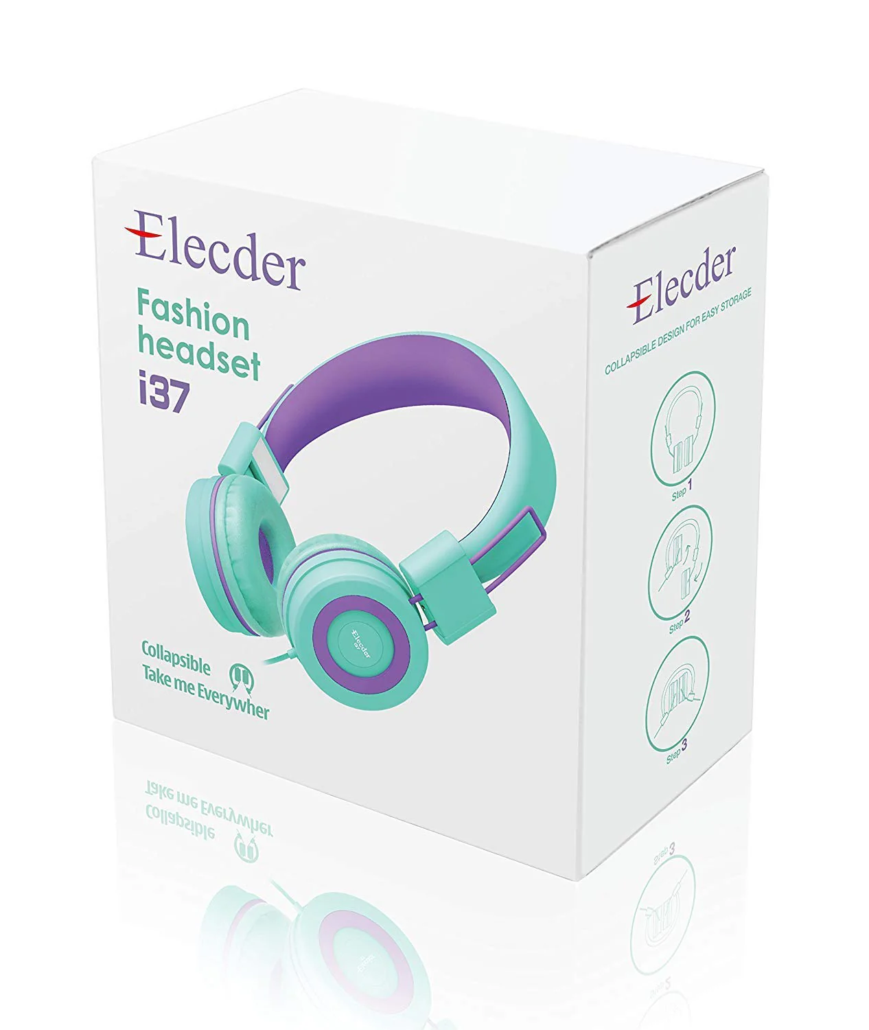 ELECDER i37 Kids Headphones Children Girls Boys Teens Foldable Adjustable On Ear Headphones 3.5mm Jack Compatible Cellphones Computer MP3/4 Kindle School Tablet Green/Purple - Image 6