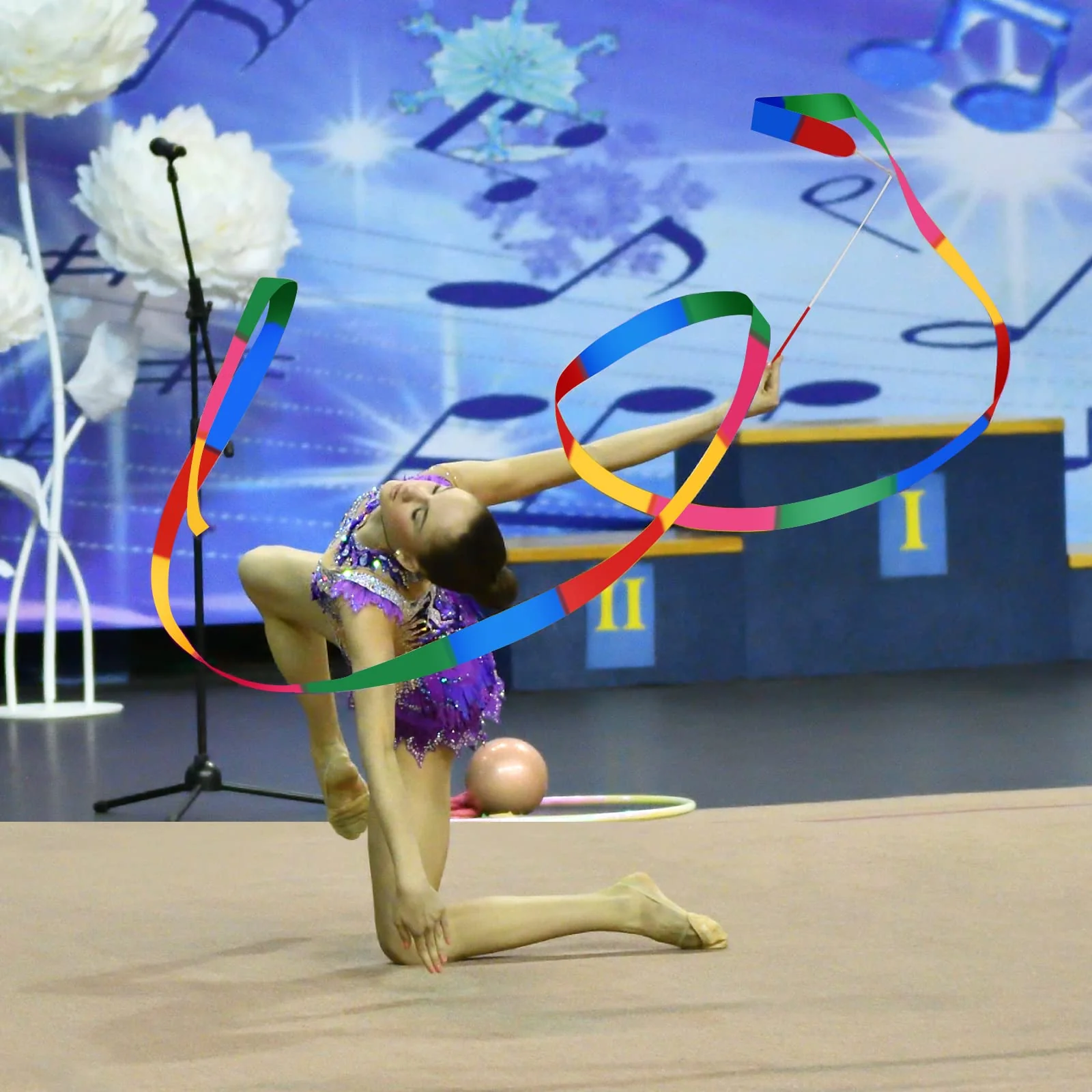 ELECLAND 3Pcs Twirling Batons and 2Pcs Dance Ribbon Wands, 21Inch Kids' Gymnastics Twirling Baton Dance Baton for Artistic Dance, Baton Twirling - Image 5