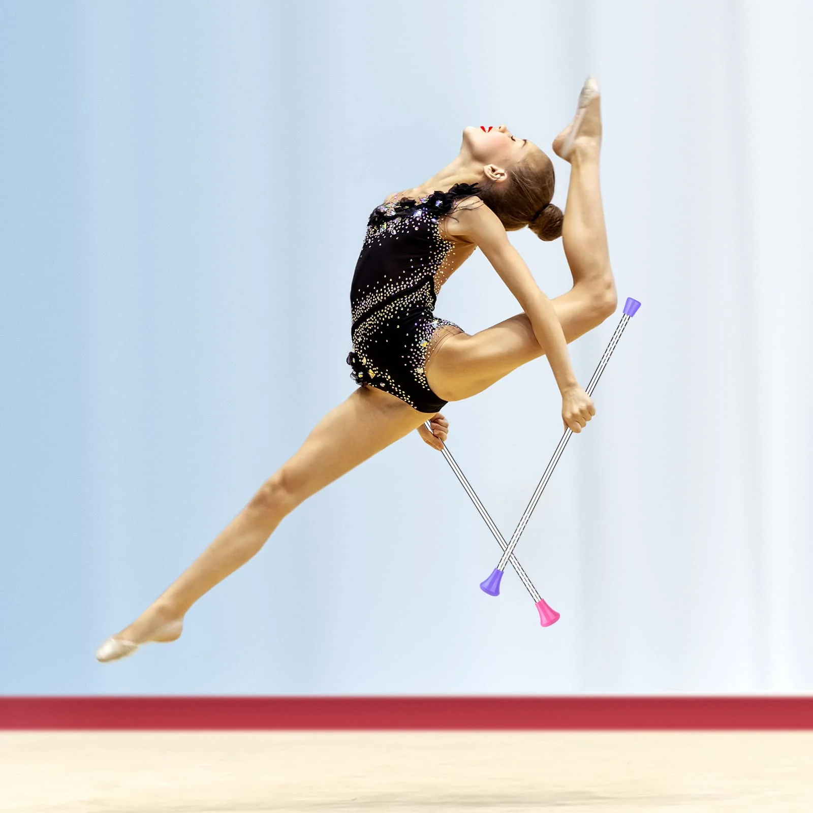 ELECLAND 3Pcs Twirling Batons and 2Pcs Dance Ribbon Wands, 21Inch Kids' Gymnastics Twirling Baton Dance Baton for Artistic Dance, Baton Twirling - Image 6