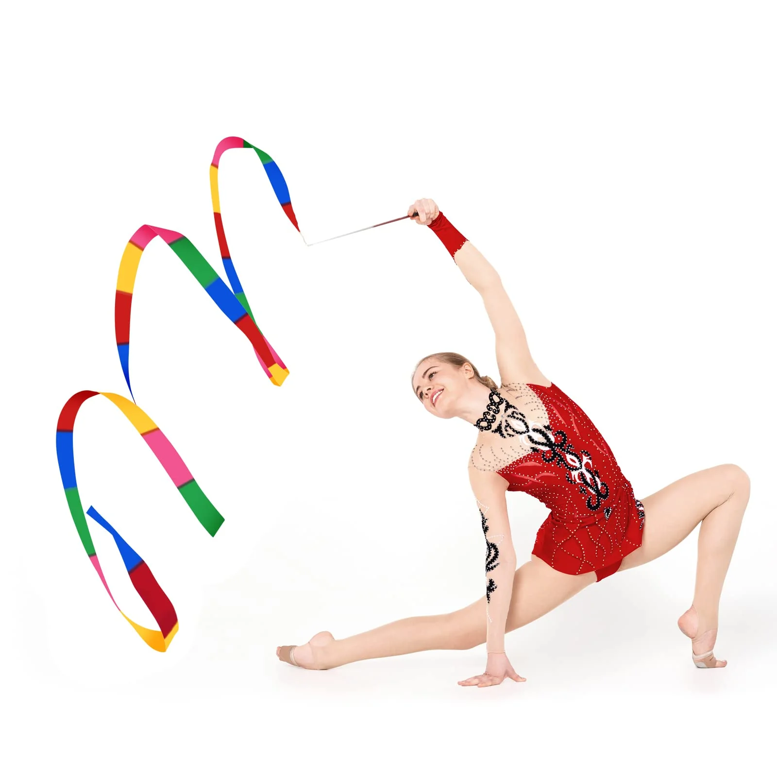 ELECLAND 3Pcs Twirling Batons and 2Pcs Dance Ribbon Wands, 21Inch Kids' Gymnastics Twirling Baton Dance Baton for Artistic Dance, Baton Twirling - Image 7