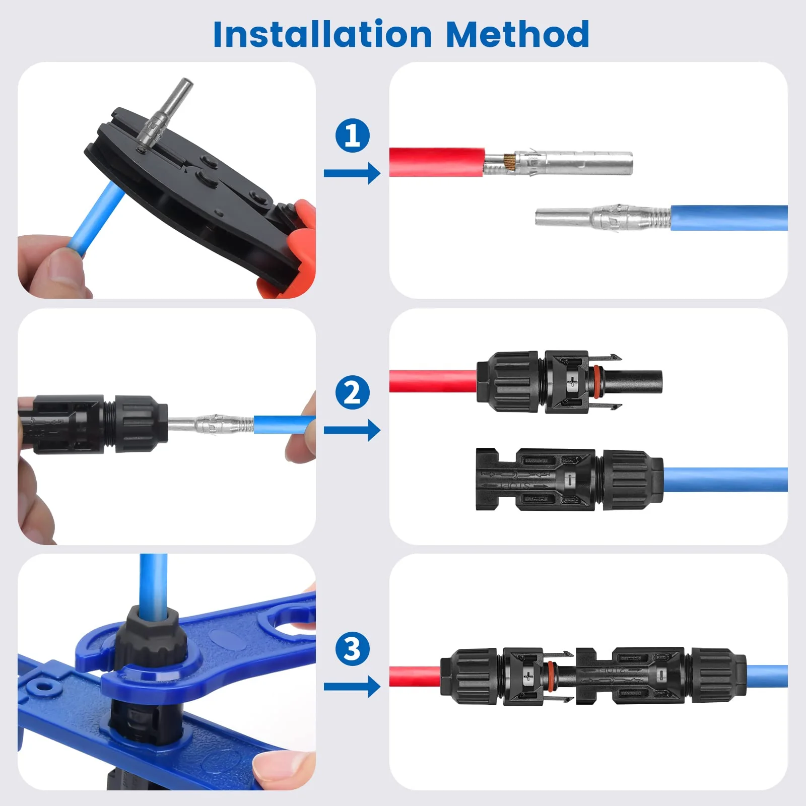 Elecoutek 24 Pairs Solar Plug Set, Solar Panel Plug for 2.5/4/6 mm² Solar Cable, Solar System, Solar Module, Photovoltaic Connector IP67 with Wrench - Image 7