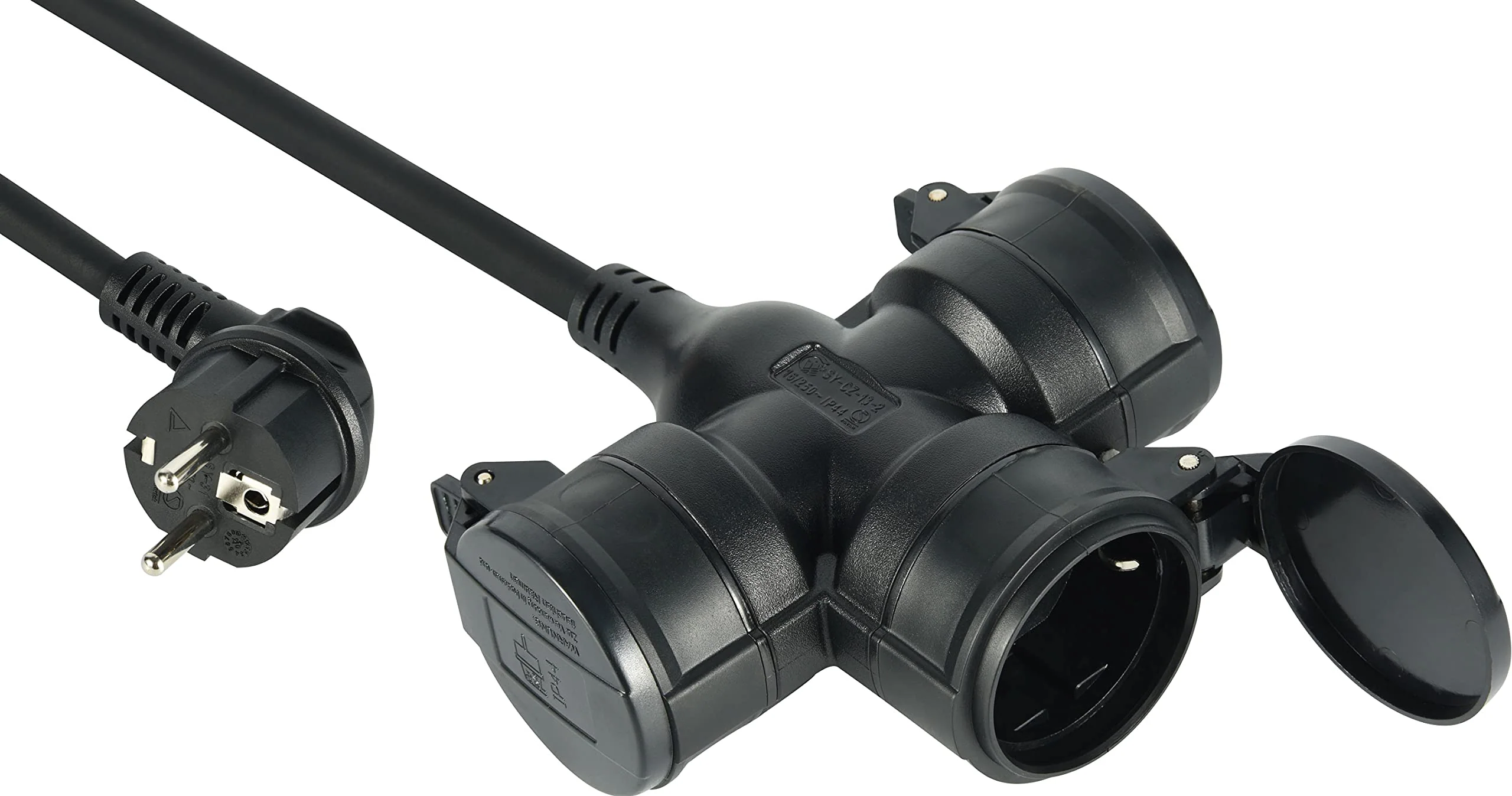 Electraline 55095 Construction Site Extension Cable 1.4 m Cable H07RN-F3G1.5 with Triple Rubber Coupling IP44 for Outdoor Use, Black, Triple Verdreifachen - Image 2